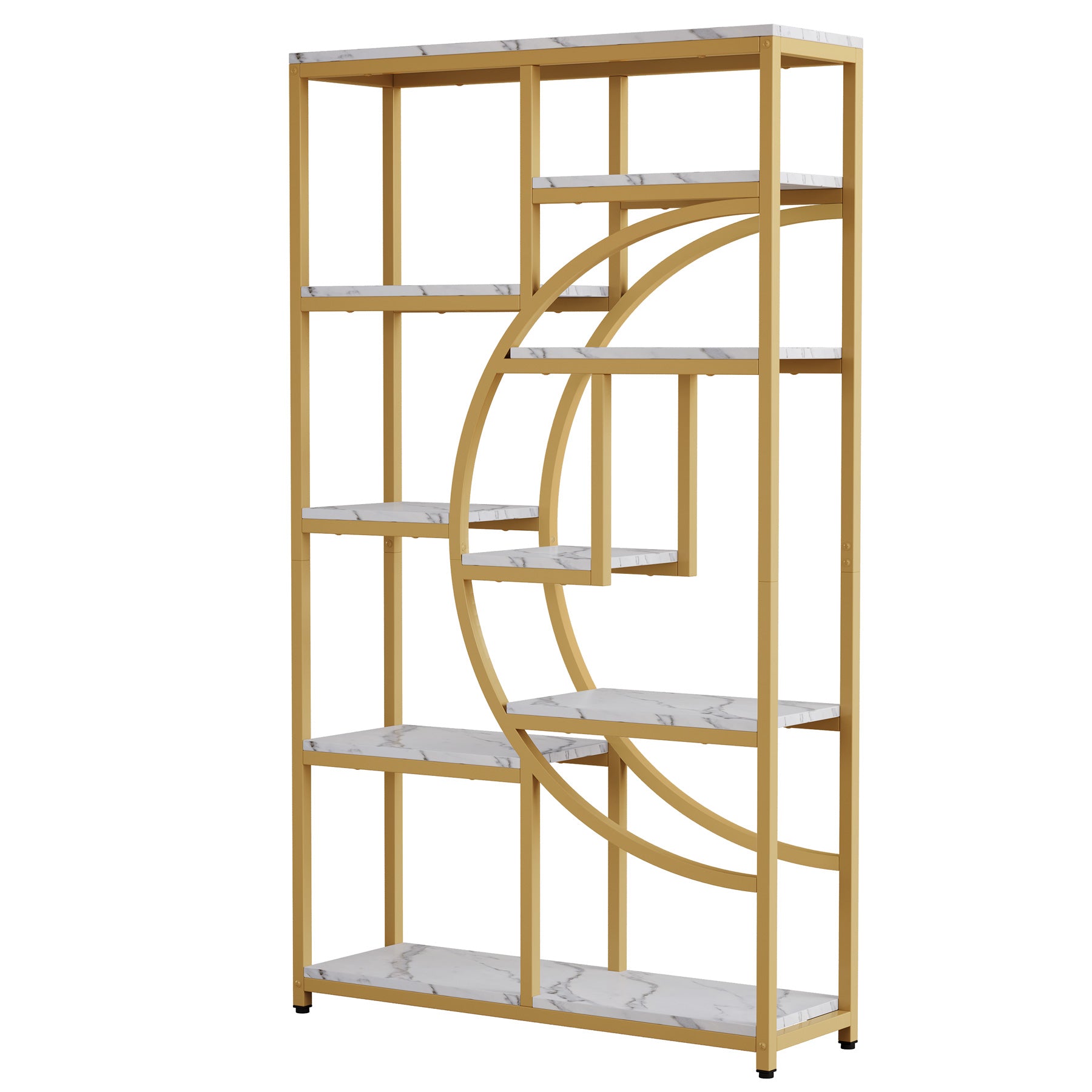 5-Tier Etagere Bookshelf, 68.9" Bookcase with 9 Open Shelves