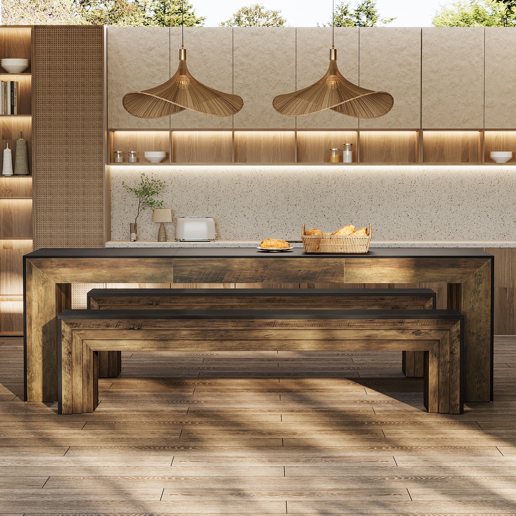 70.9“ Dining Bench, Farmhouse Long Kitchen Bench Seating