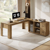 Reversible L-Shaped Executive Desk, 63" Computer Desk with Mobile File Cabinet for Home Office 3