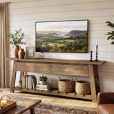 63" TV Stand with 2 Storage Drawers for 65"TV, Entertainment Center with Slatted Shelf 3