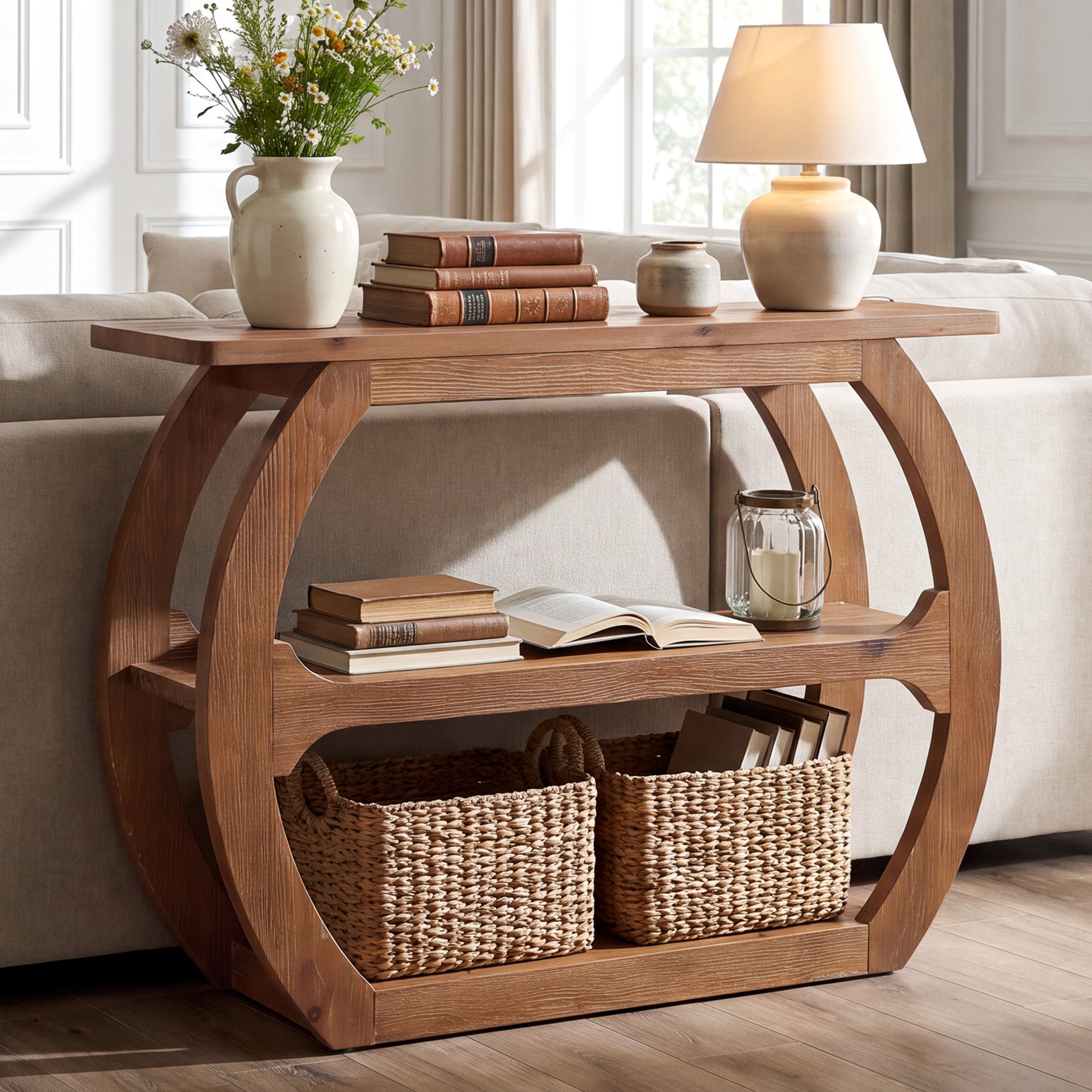 41" 2-Tier Solid Wood Console Table, Small Entryway Sofa Table, Farmhouse  Living Room