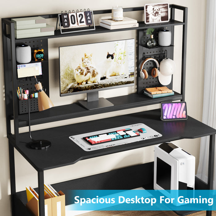 Tribesigns Gaming Desk, 55" Gamer Computer Table with Hutch & Monitor Stand Tribesigns