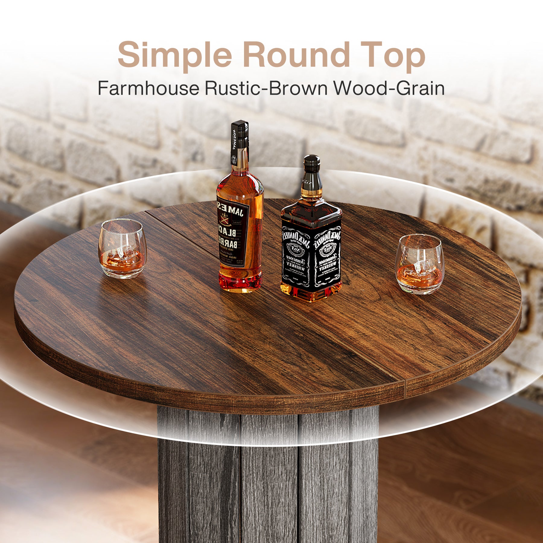 31" Bar Table, Round Bistro Pub Table with Footrest for Dining Coffee Cocktail(Only Table)