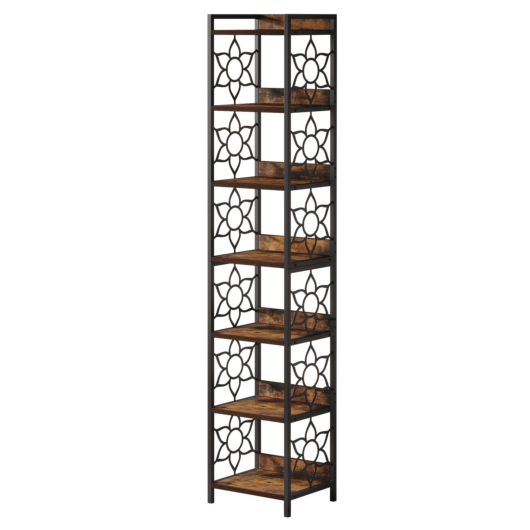 78.7" Corner Shelf, 7-Tier Freestanding Bookshelf Bookcase with Metal Frame