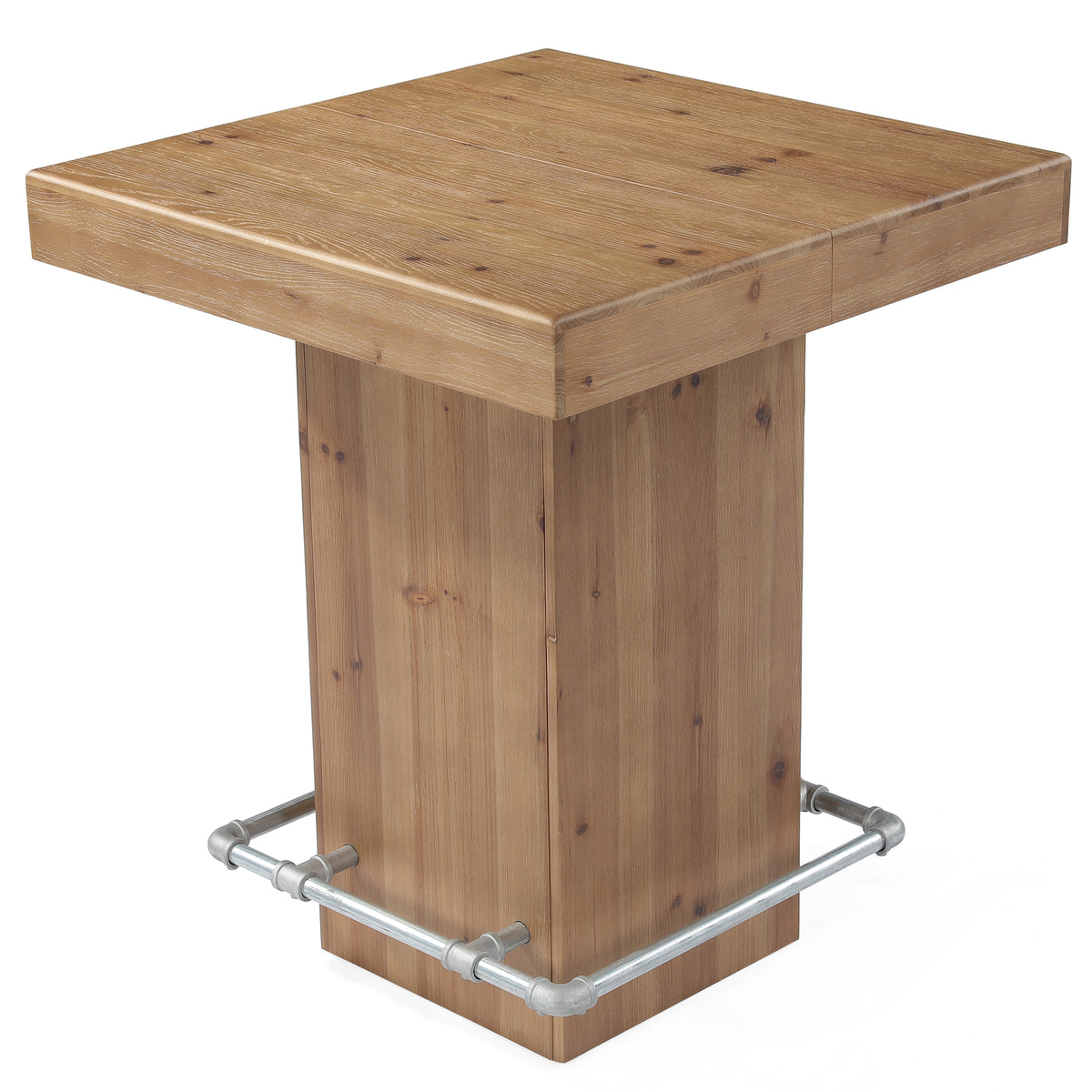 31.5" Square Solid Wood Bar Table, Industrial Counter Height Table with Metal Footrest