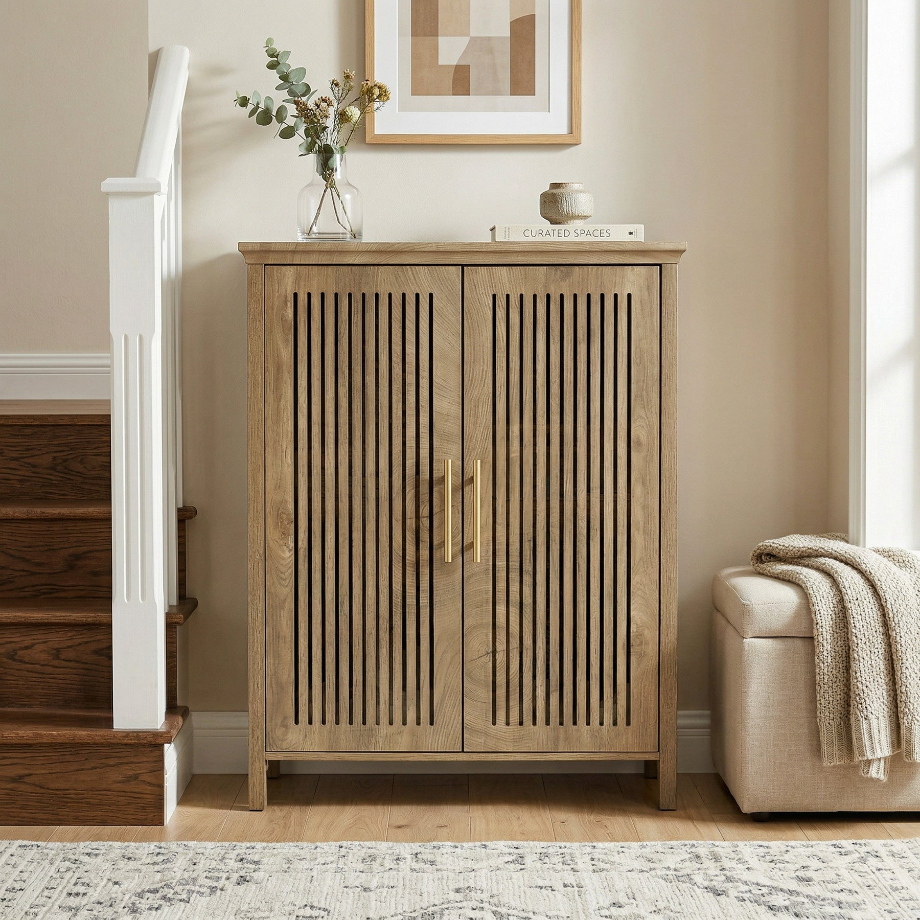 Tribesigns 5-Tier Shoe Cabinet with Doors, Tall Entryway Shoe Storage