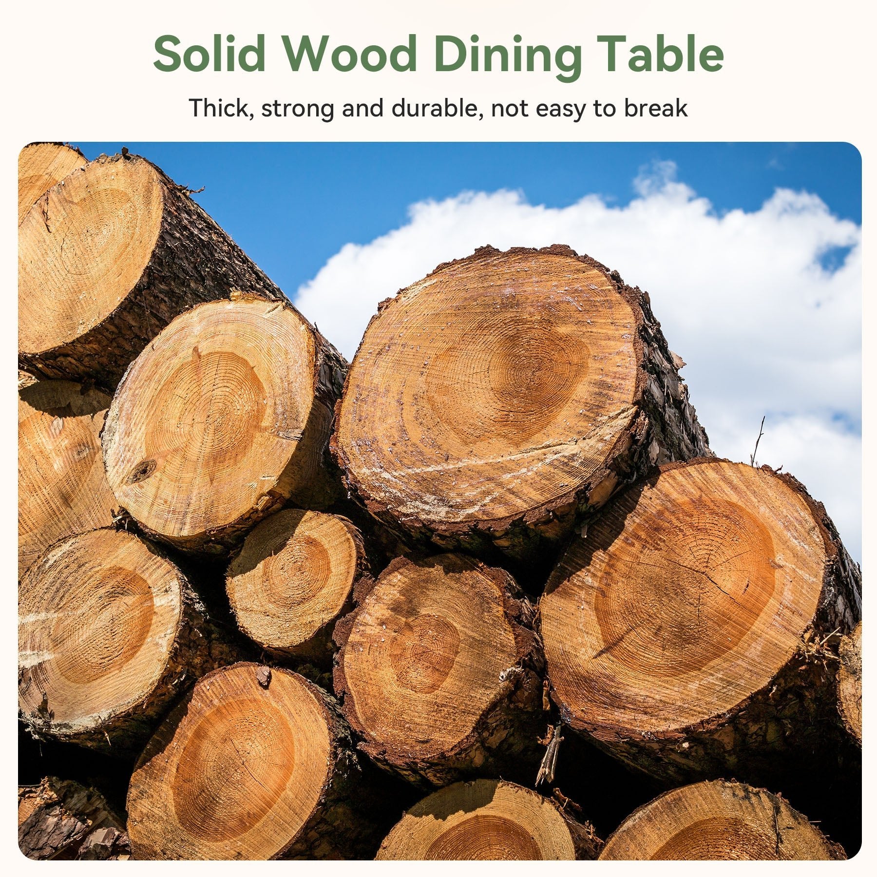 47" Solid Wood Dining Table, Farmhouse Round Kitchen Table for 4-6 People
