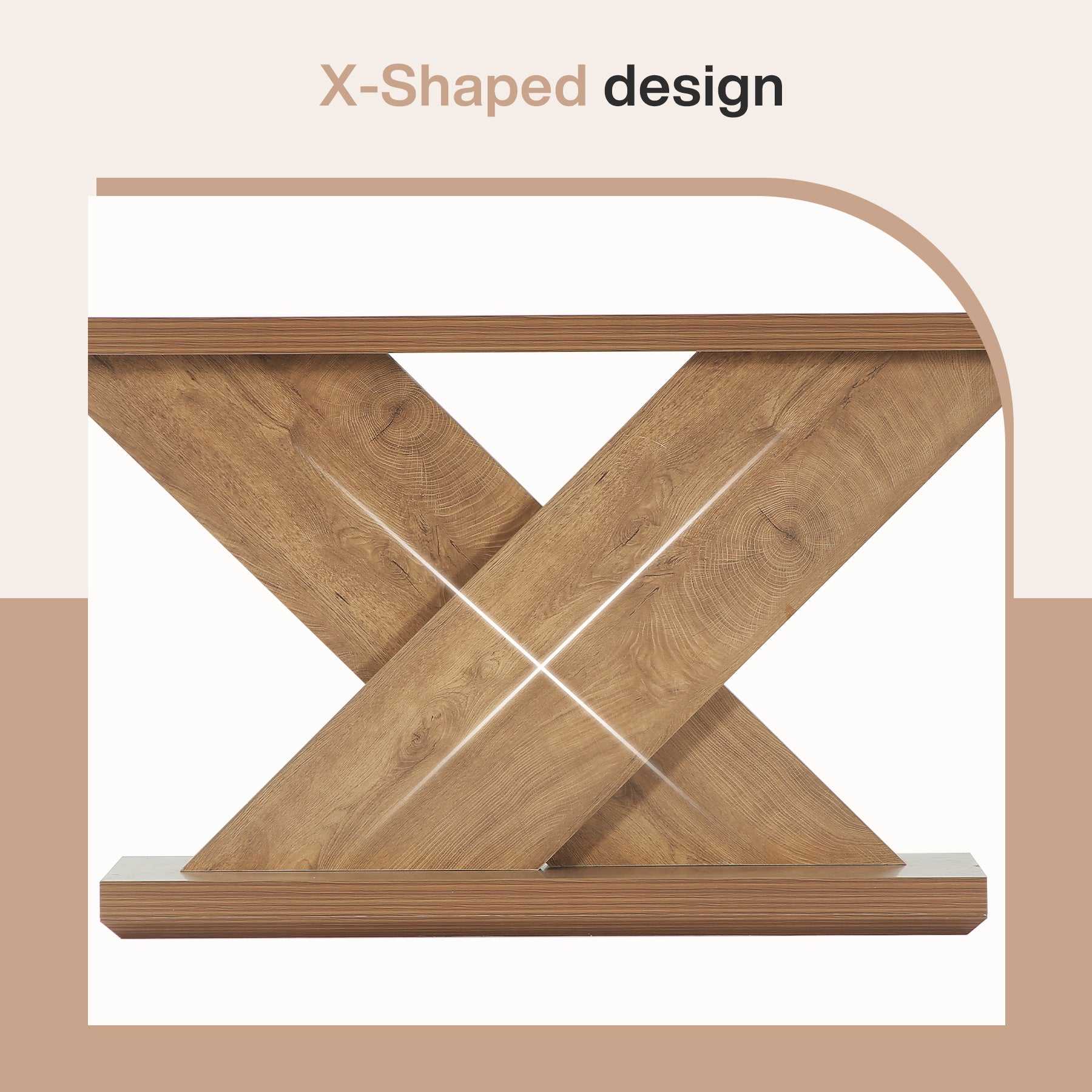 63" Console Table, Farmhouse Entryway Sofa Table with X-Shaped Base