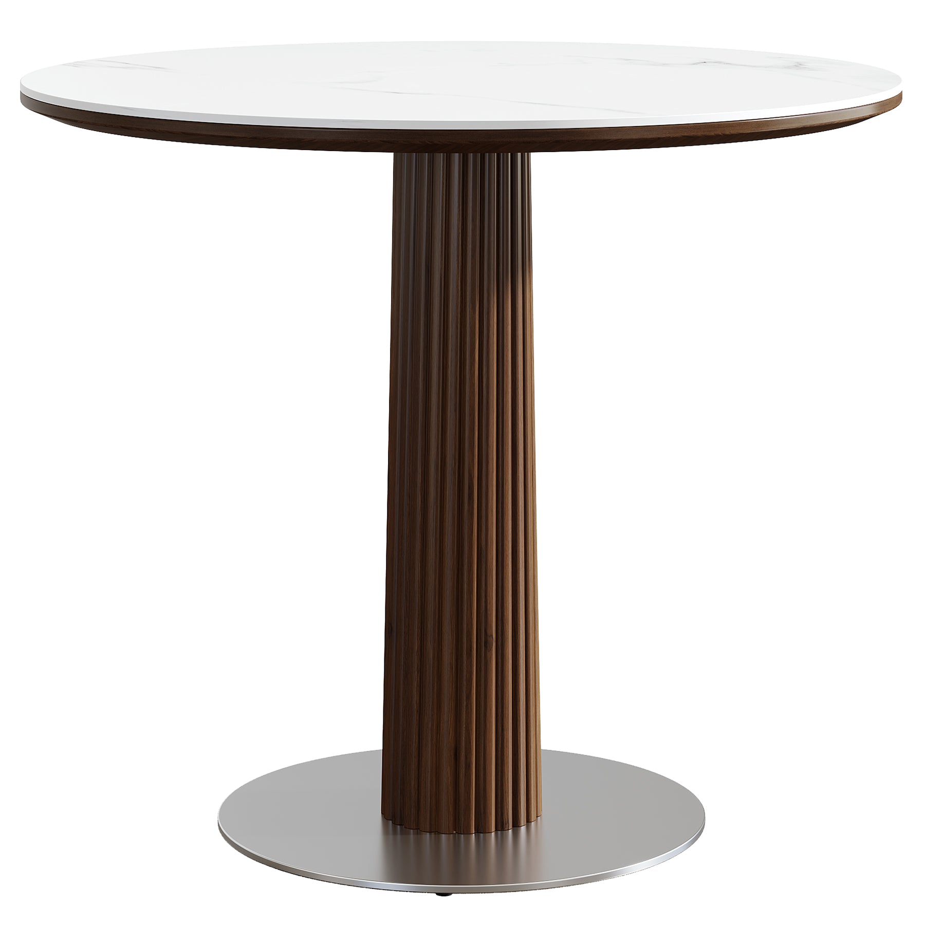 31.5" Conference Table for 2-4, Round Meeting Room Table with Sintered Stone Tabletop