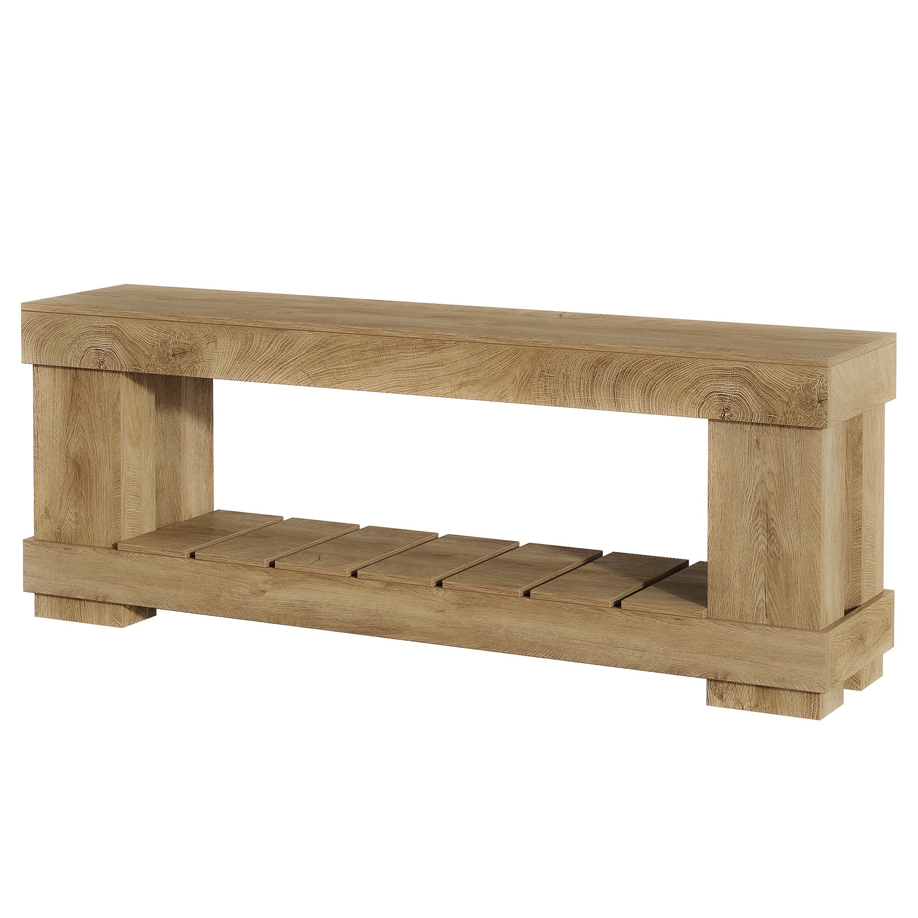 63" TV Stand for 55-70 Inch TVs, Modern Rustic Media Console with Open Storage Shelf