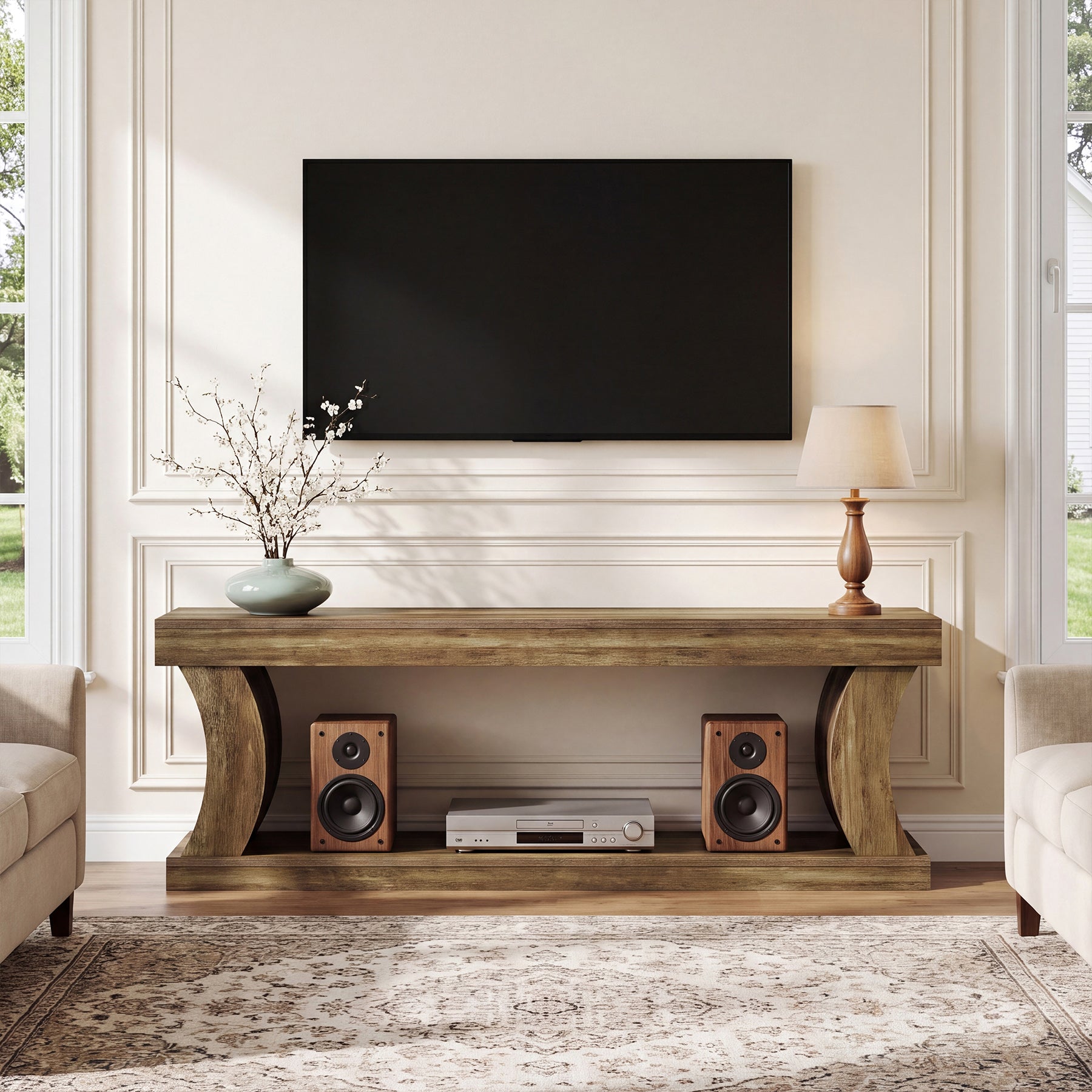 63" TV Stand for 75" TV, 2-Tier Entertainment Center with Storage, Media Console