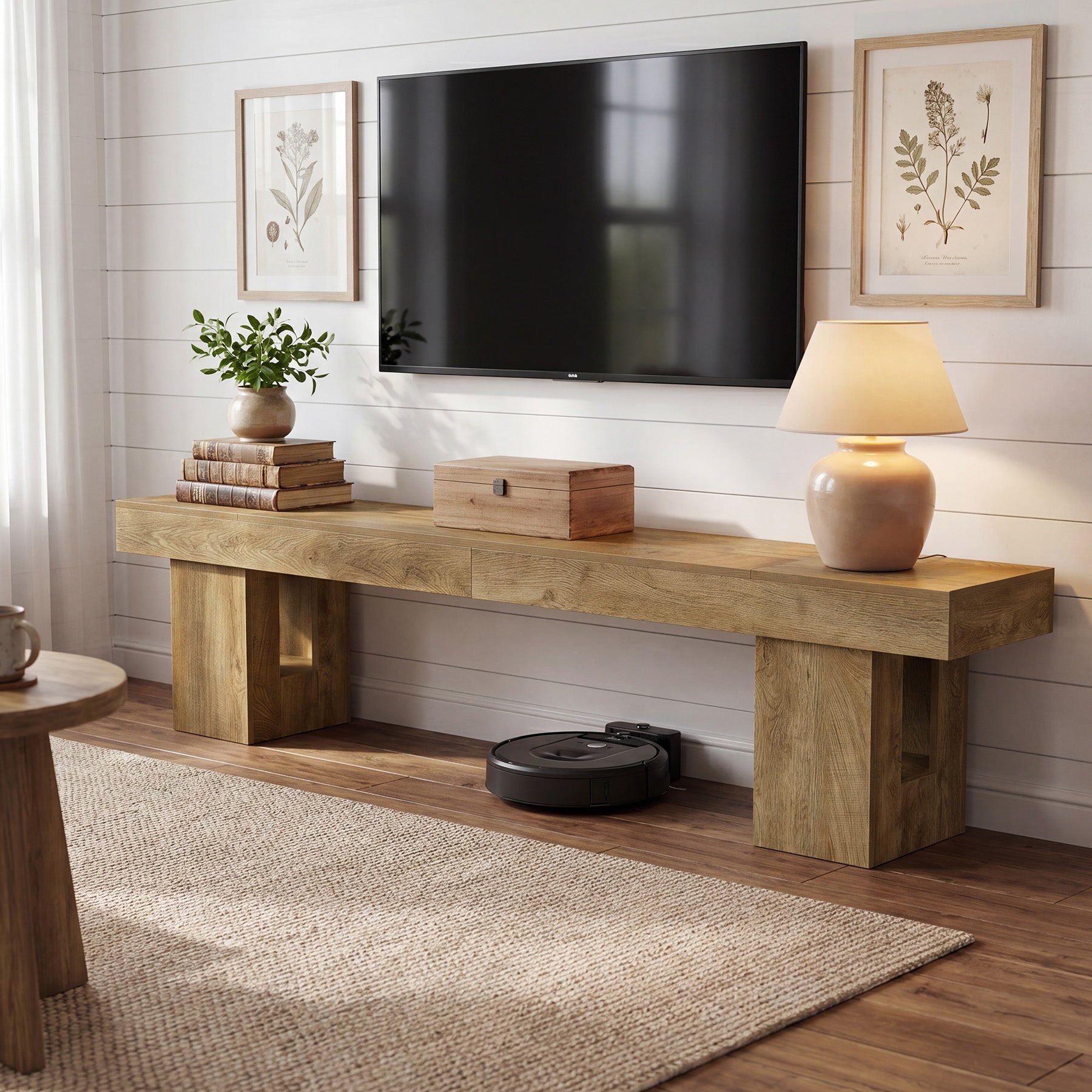83" TV Stand for 65/75/85" TVs, Modern Rustic Entertainment Center for Living Room
