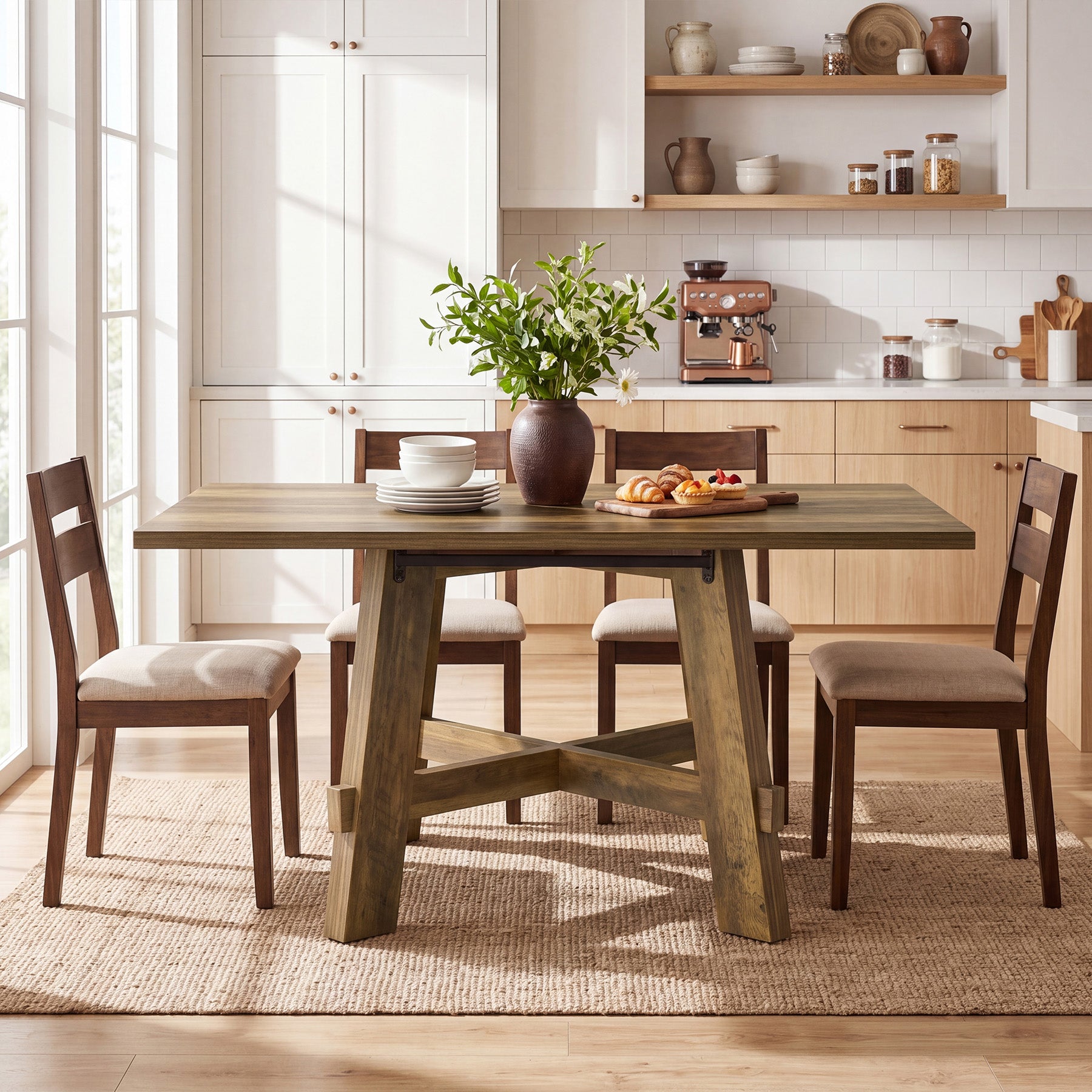 Tribesigns 47-Inch Dining Table, Cross Brace Kitchen Table for 4