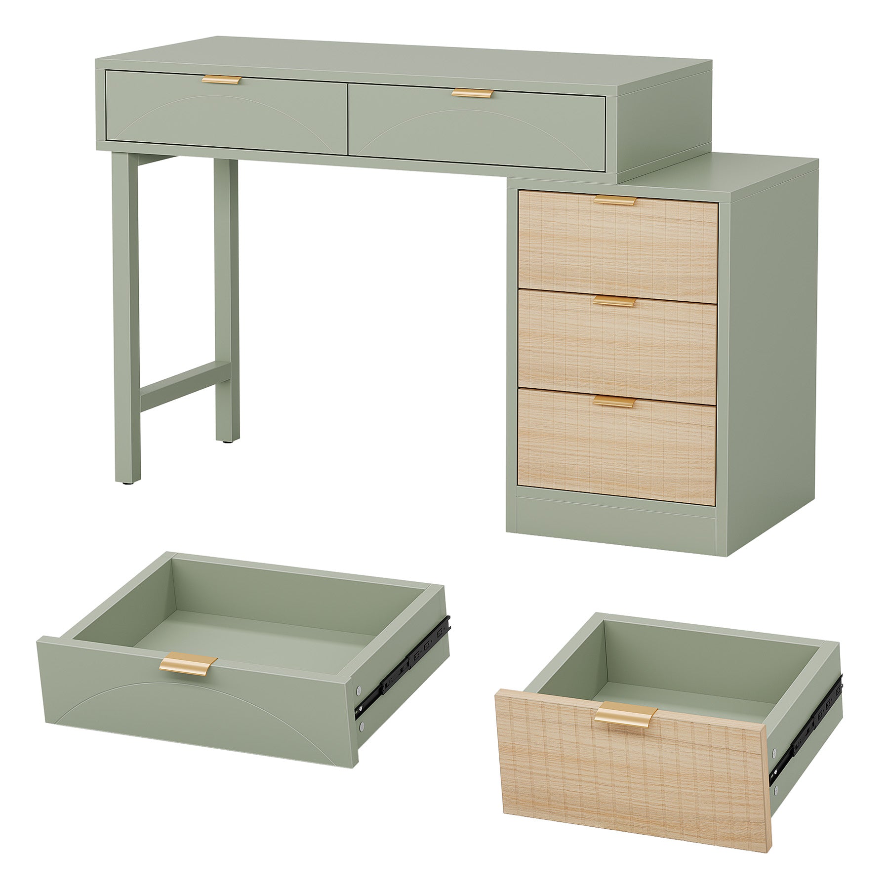 55" Makeup Vanity Table, Rustic Dressing Table Makeup Table