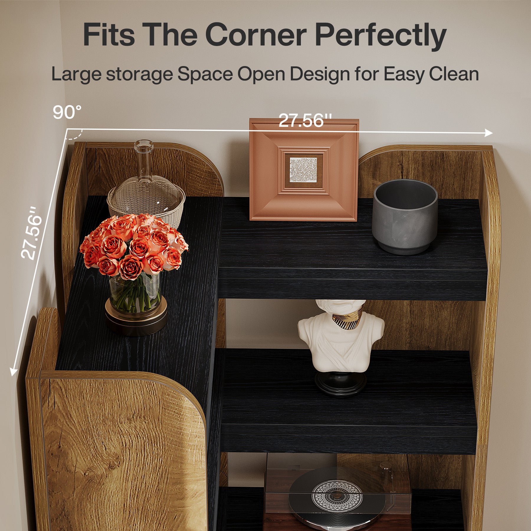 6-Tier Corner Bookshelf, 70.9" Bookcase Display Rack with Open Shelves