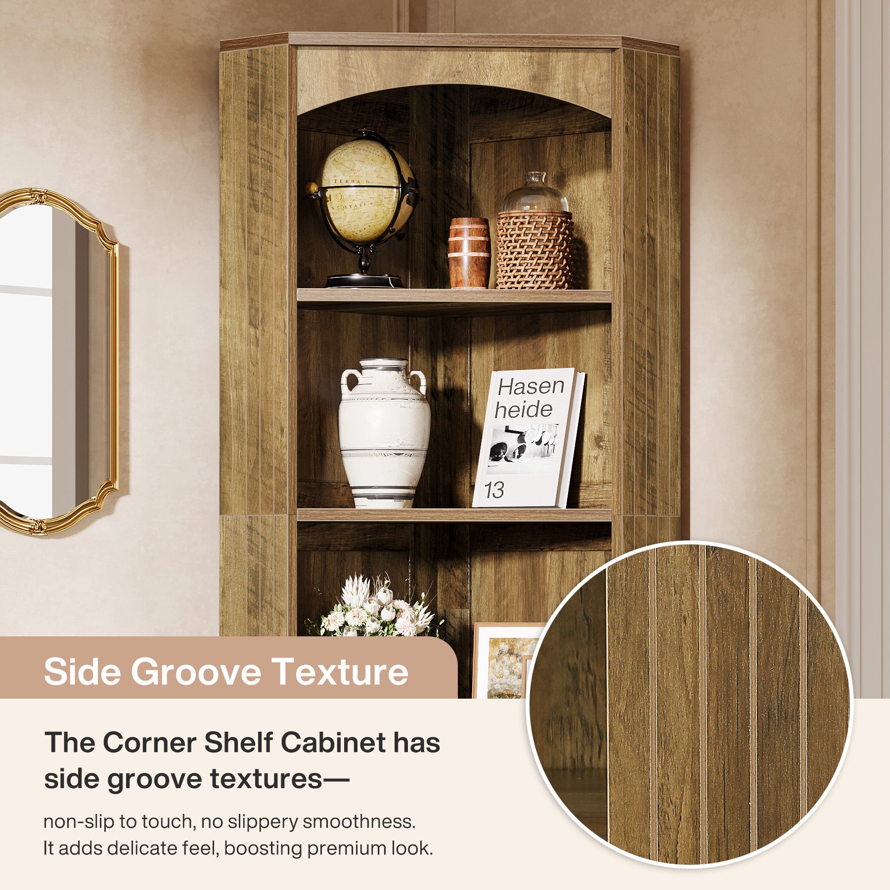 70.9" Corner Shelf, Freestanding Corner Bookcase with 6-Tier Storage Shelves