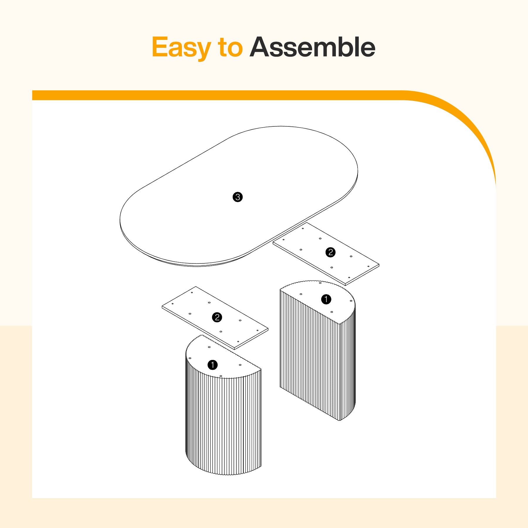 63" Oval Dining Table For 4-6, Modern Kitchen Table With Fluted Wooden Base