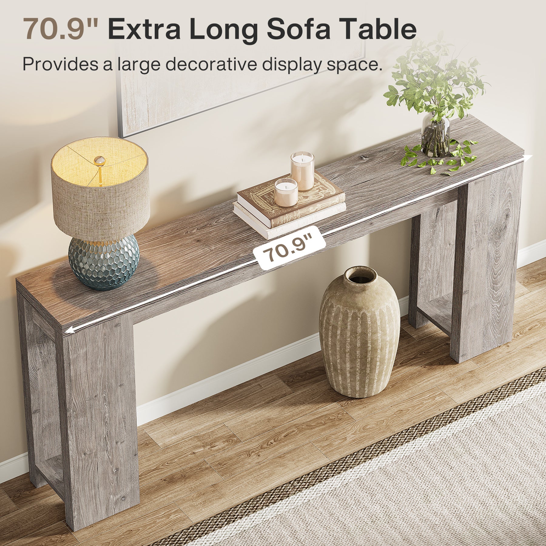 Tribesigns 70.9" Extra Long Console Table, Farmhouse Narrow Sofa Table for Entryway