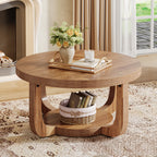 31.5" Round Coffee Table with Open Storage Shelf