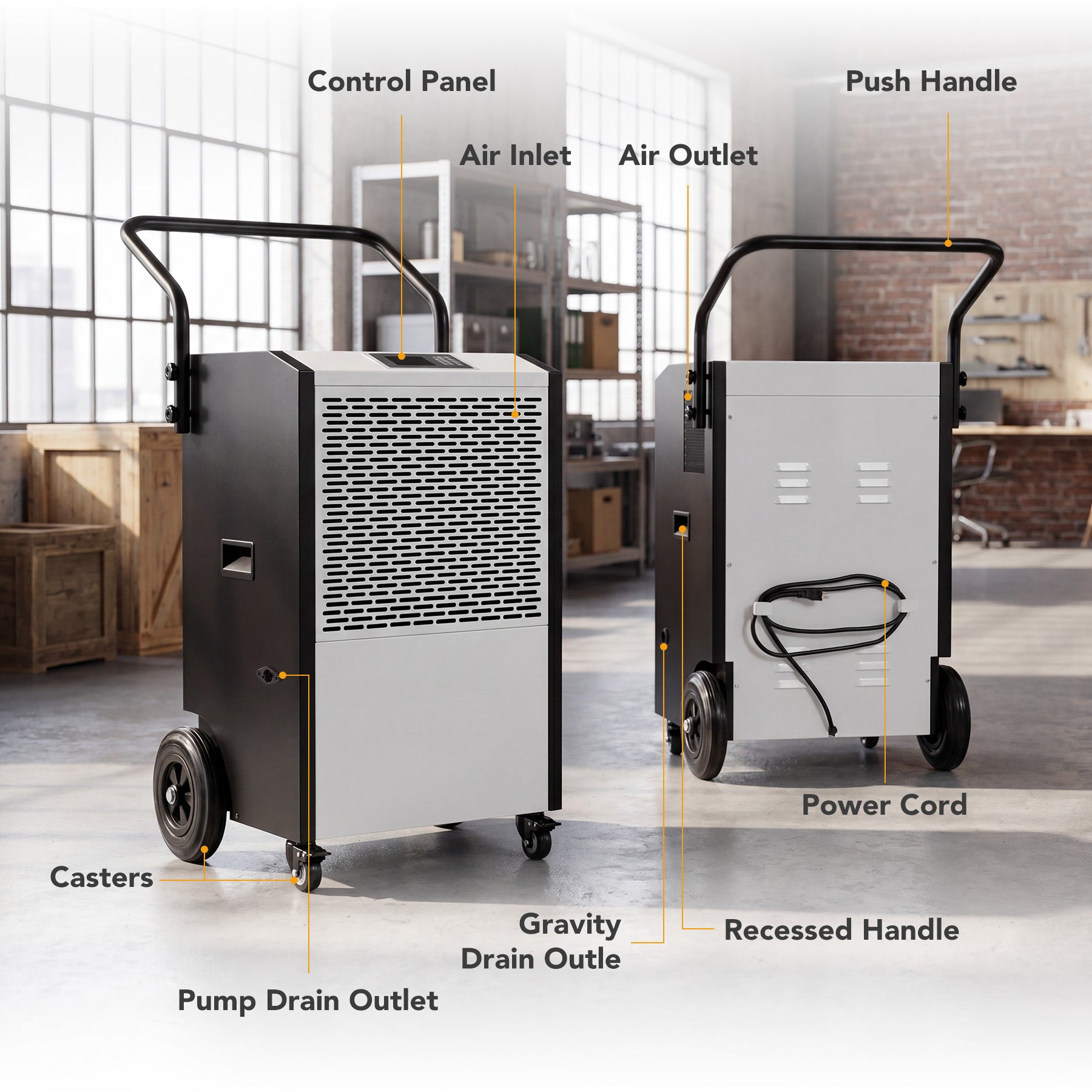 240 Pints Commercial Dehumidifier with Pump & Drain Hose for Up to 8000 Sq. Ft Large Spaces, Auto Defrost