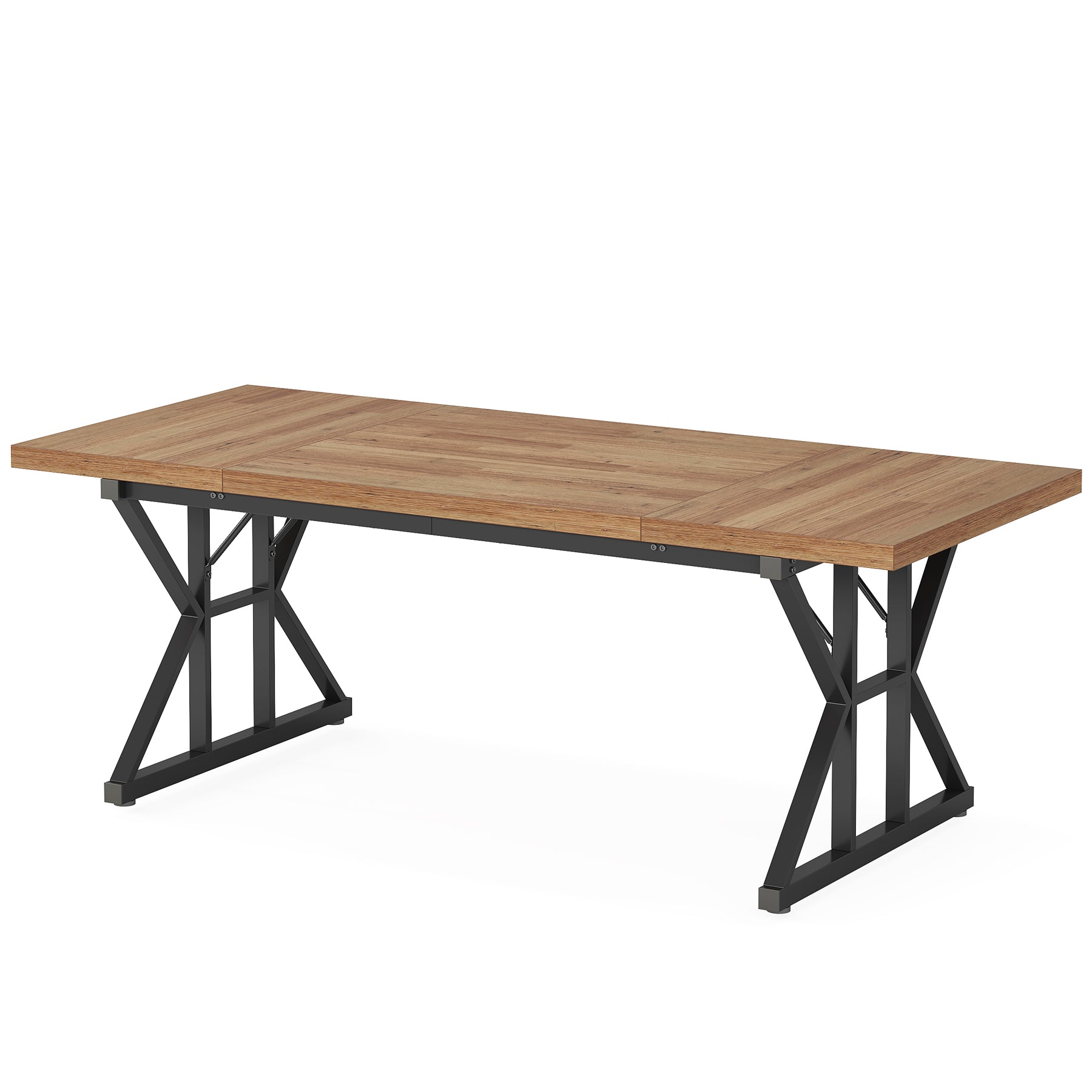70.8" Farmhouse Dining Table for 6, Rectangular Wood Kitchen Table with Metal Legs