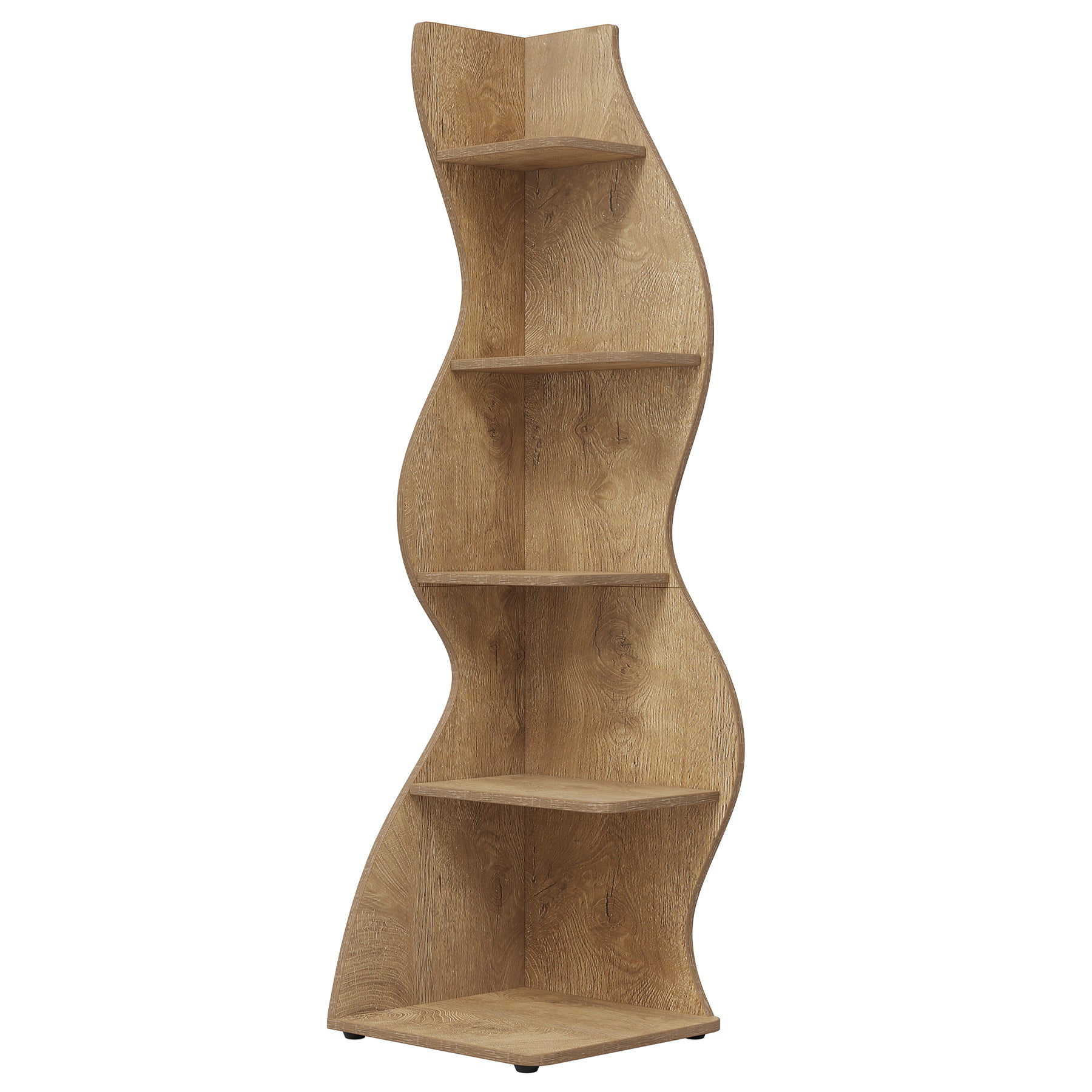 5-Tier Corner Shelf, Wavy Bookshelf Bookcase Display Rack for Home