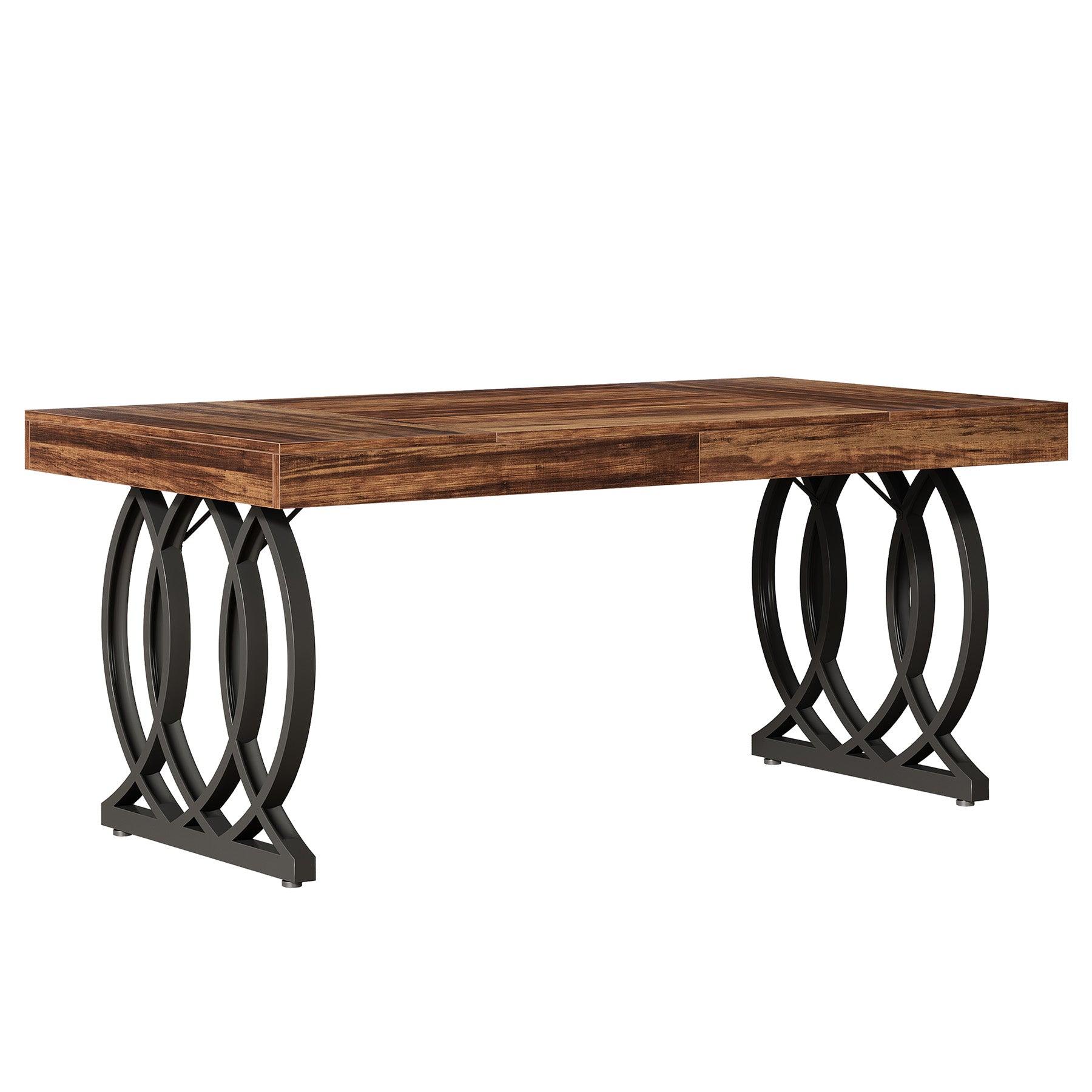 63" Dining Table, Modern Kitchen Table with Faux Marble Tabletop for 4-6