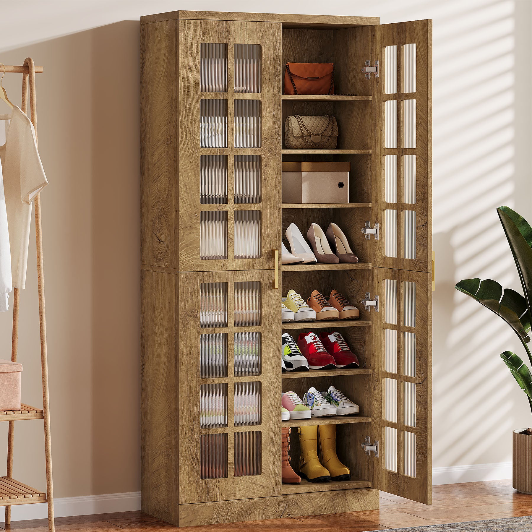 Modern  Shoe Cabinet, 8-Tier Shoe Storage Racks With Adjustable Shelves