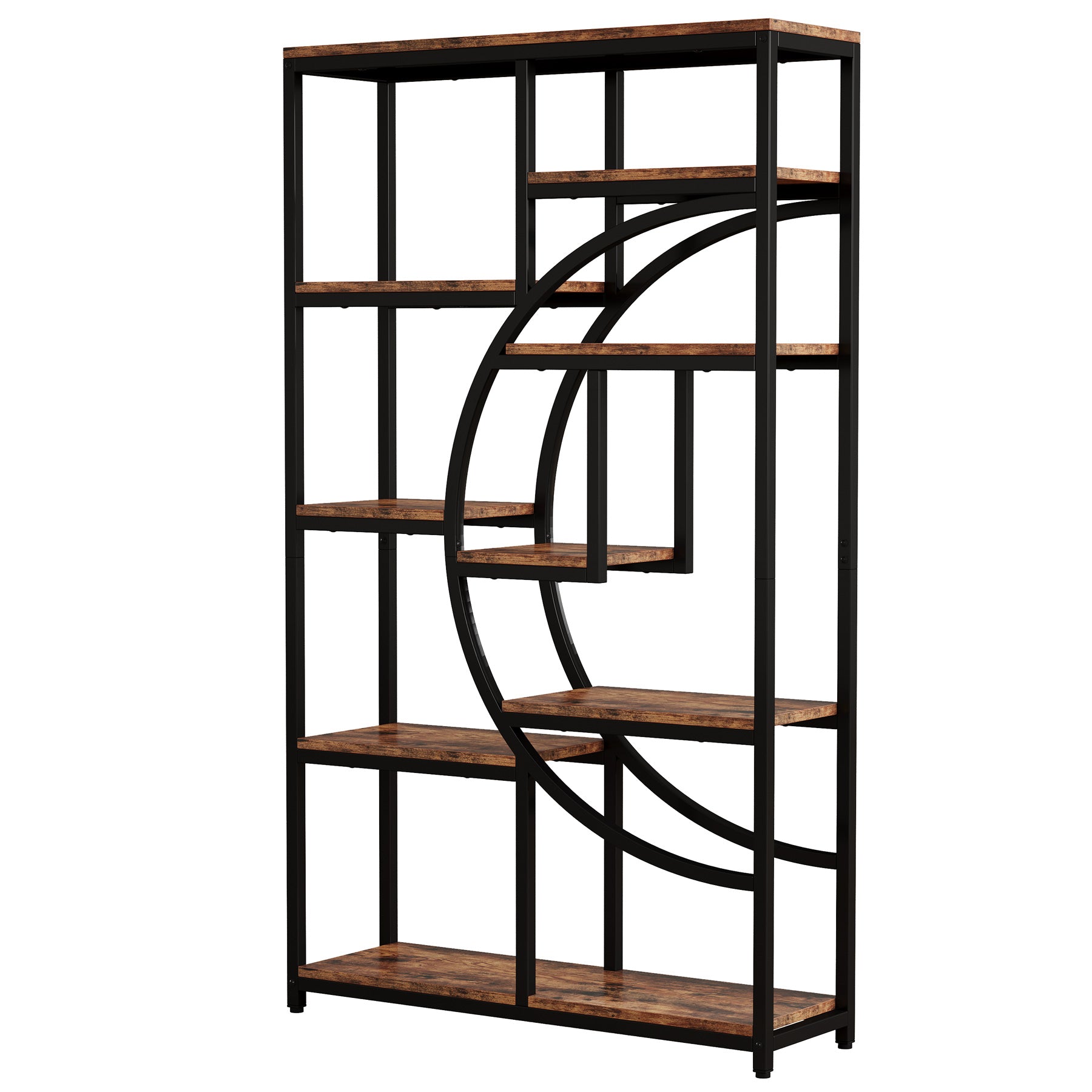 5-Tier Etagere Bookshelf, 68.9" Bookcase with 9 Open Shelves