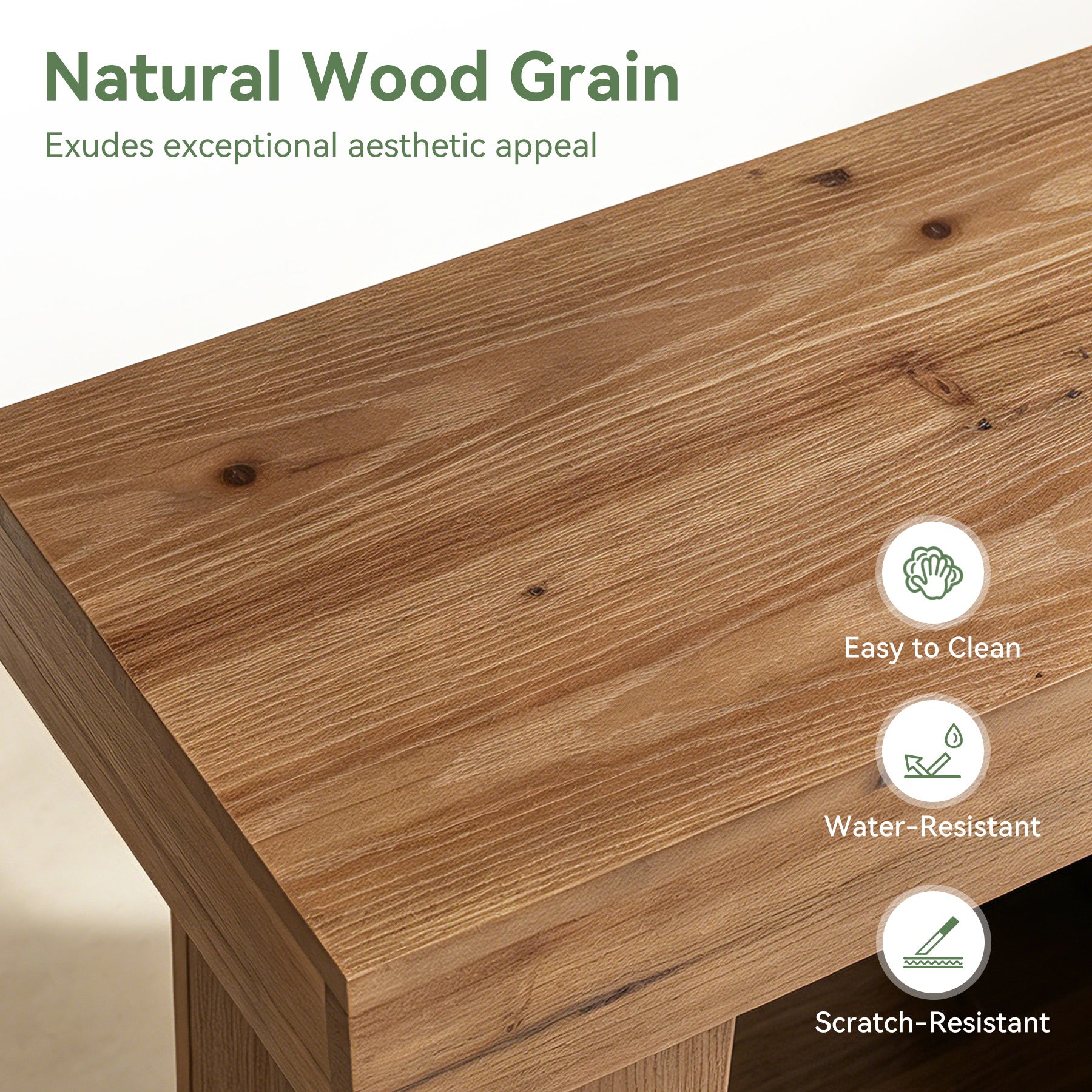 23.6" Solid Wood End Table, 2-Tier Side Table Rectangular Narrow Nightstand