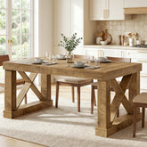 63" Farmhouse Dining Table for 4-6 People, Rectangular Wood Kitchen Table with Heavy-Duty X Legs 3