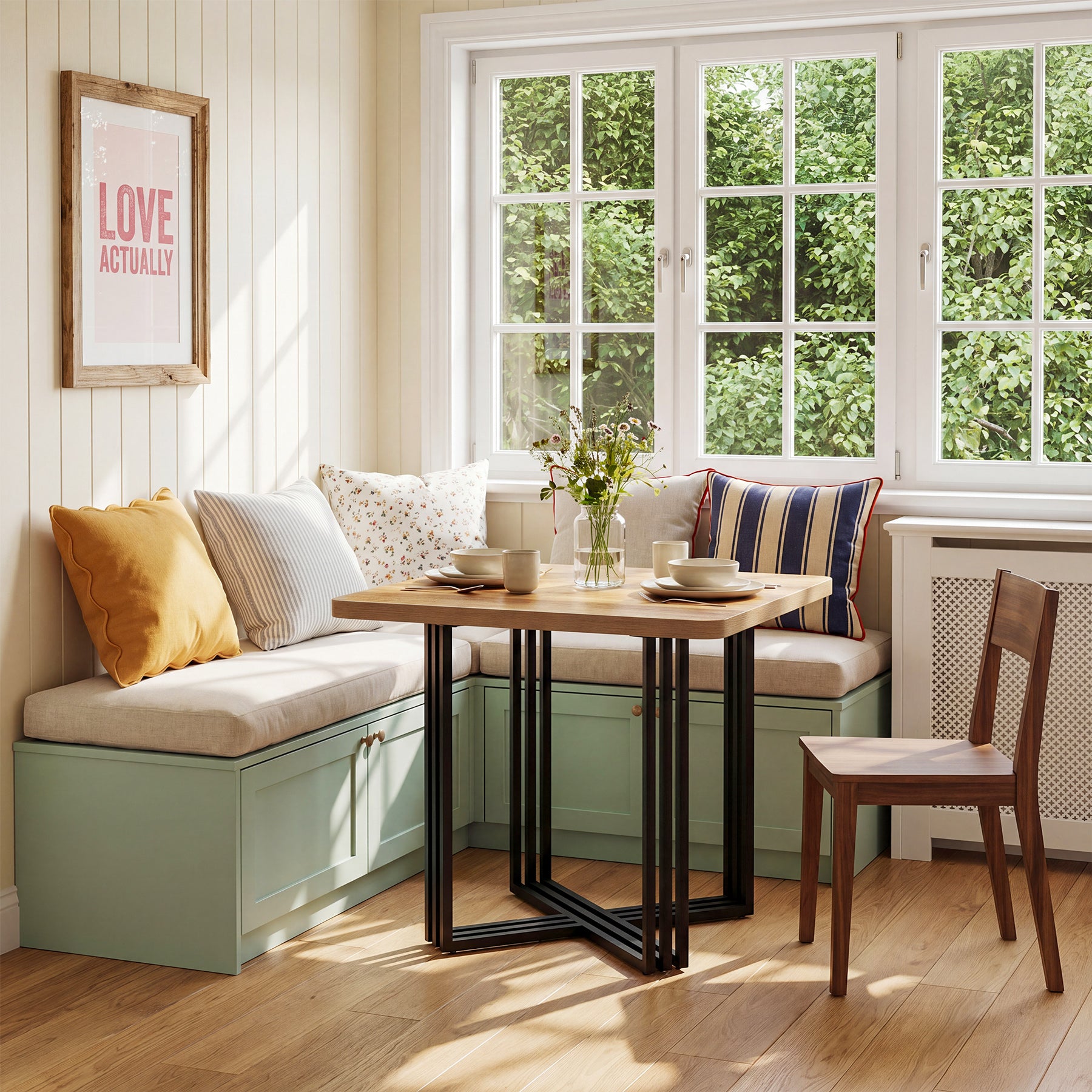 39.4-Inch Farmhouse Dining Table for 4, Compact Kitchen Table for Small Dining Rooms