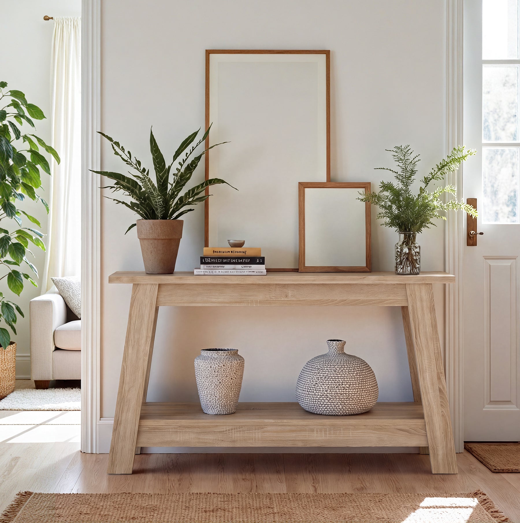 41.3" Console Table, 2-Tier Farmhouse Sofa Entryway Table with Storage