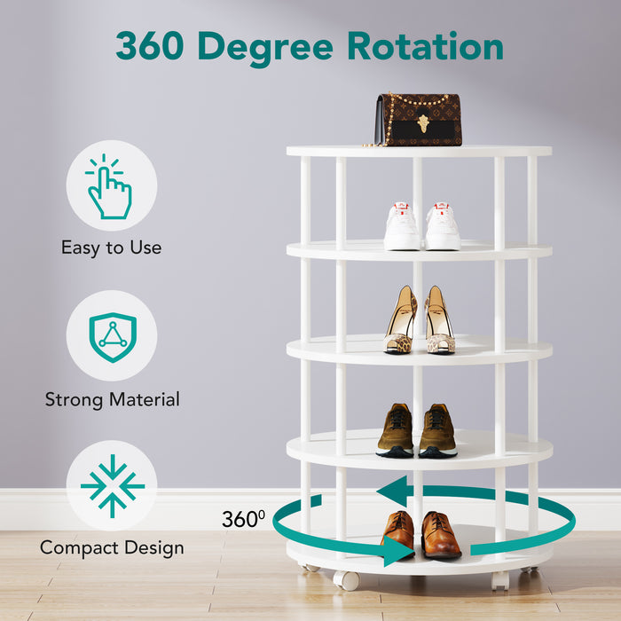 5-Tier Revolving Shoe Rack, 360° Rotating Shoe Storage Organizer Tribesigns