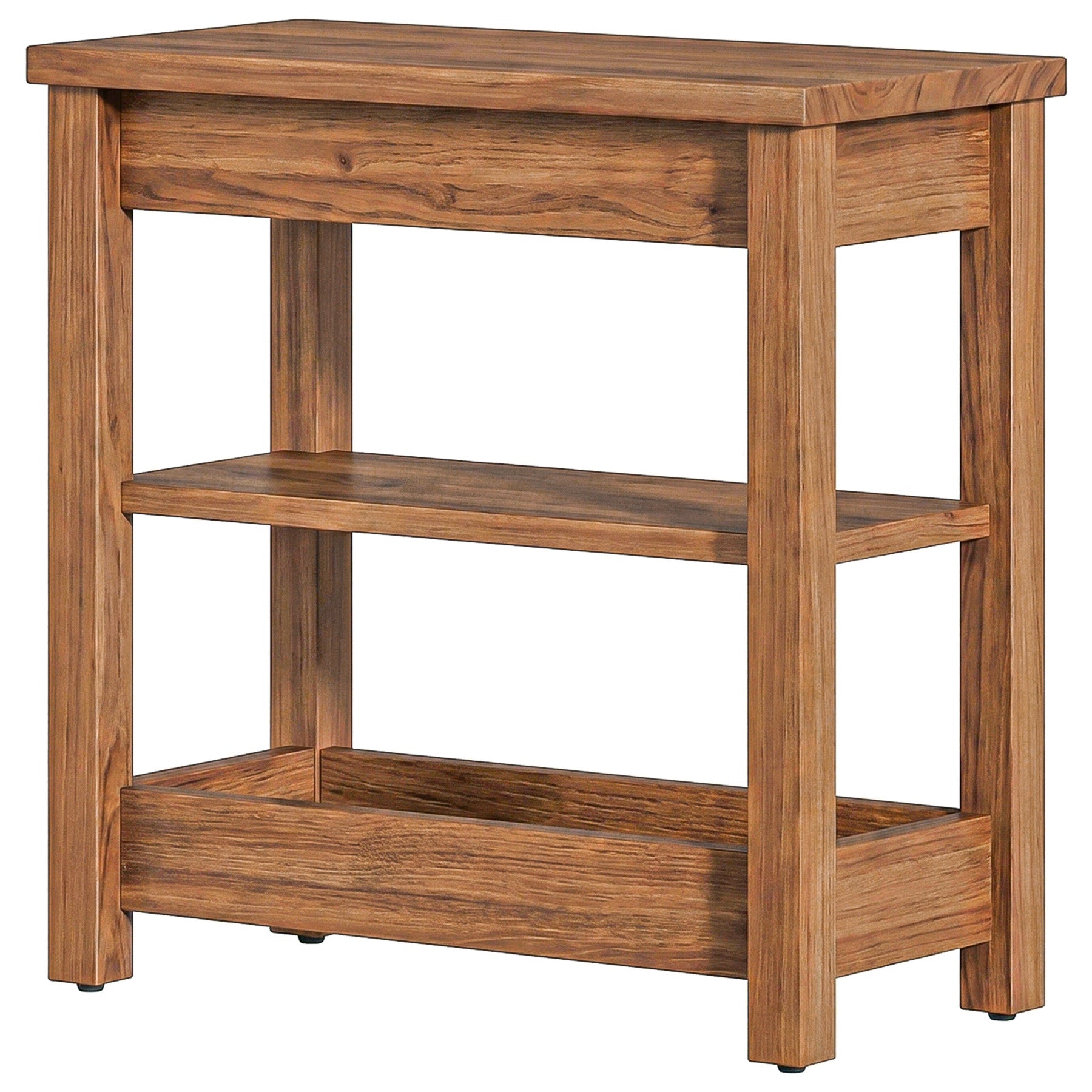 Tribesigns 23.62" Solid Wood End Table, 3-Tier Narrow Side Table for Living Room and Bedroom