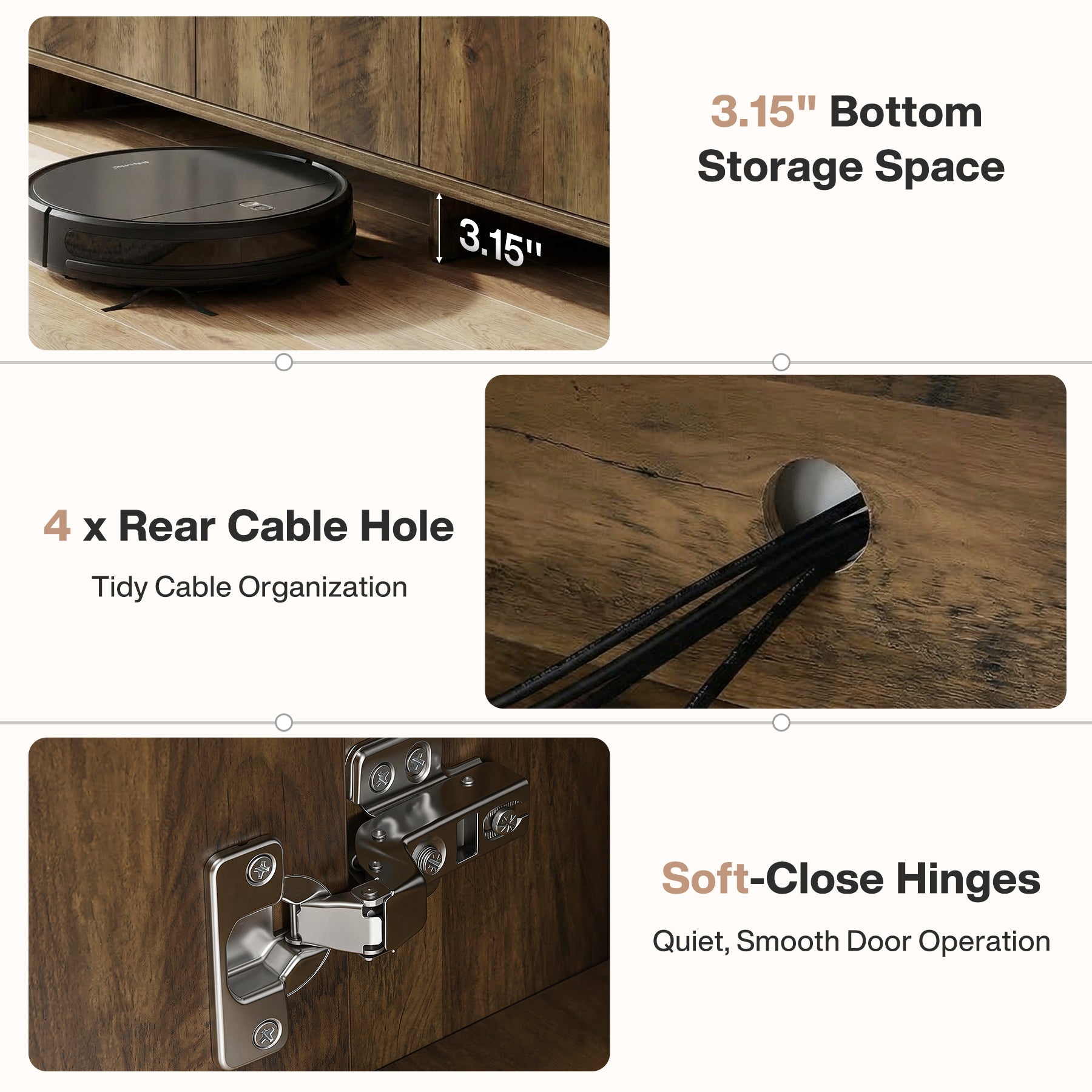 63" TV Stand, Entertainment Center with Storage Cabinet for TVs Up to 70"