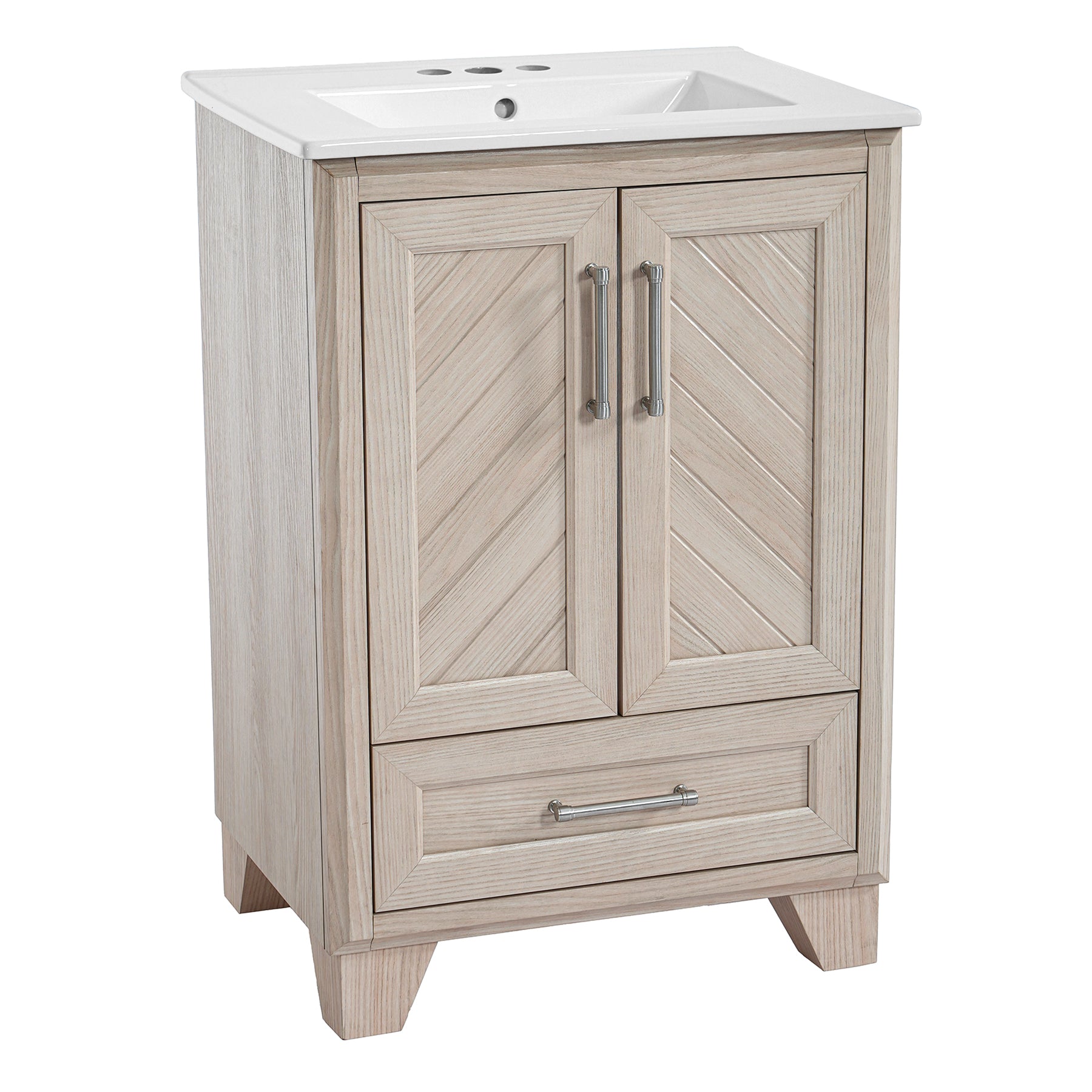 24" Bathroom Vanity, Modern Bathroom Cabinet with Sink & Carved Doors