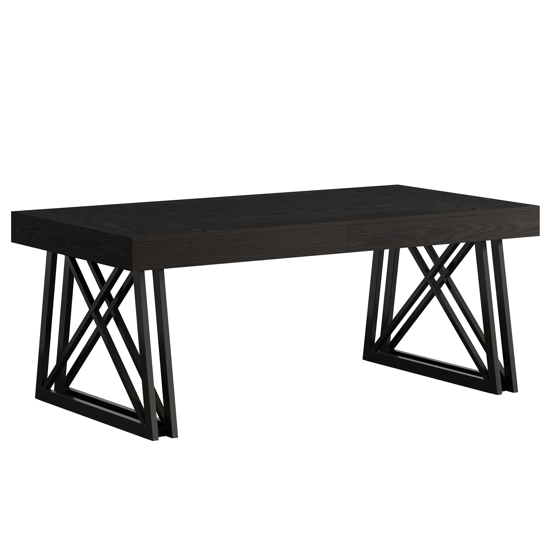 63" Dining Table, Farmhouse Kitchen Table with Sturdy Metal Legs for 4-6