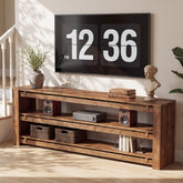 63" Solid Wood TV Stand Fits up to 75" Tvs, 3-Tier TV Console with Storage Shelves 3