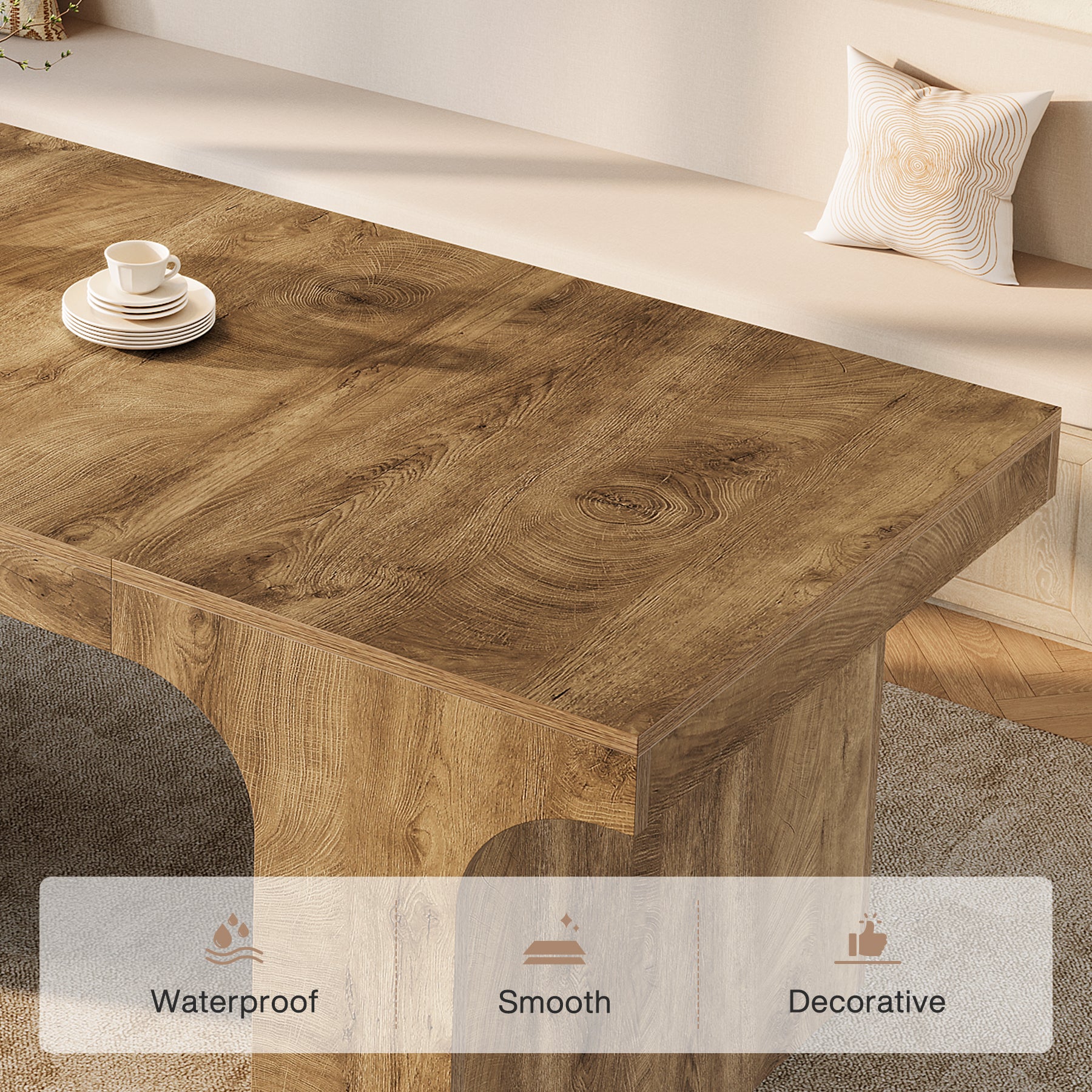 Farmhouse Dining Table, 70.87" Rectangular Kitchen Dining Table for 6-8 People