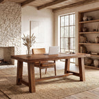 63" Farmhouse Computer Desk, Solid Wood Home Office Desk with Thick Tabletop