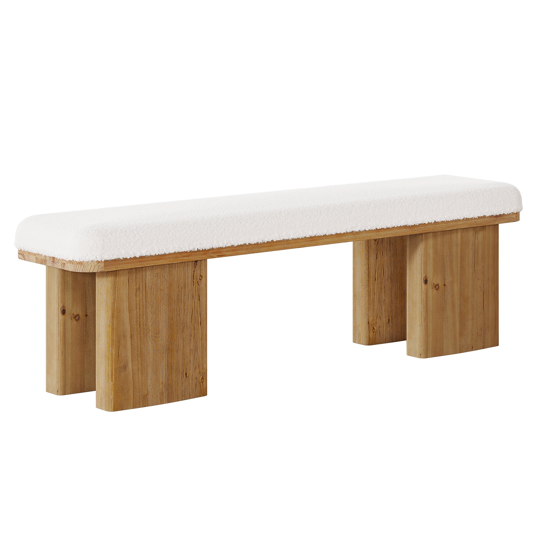 59" Solid Wood Entryway Bench, Modern Upholstered End of Bed Bench