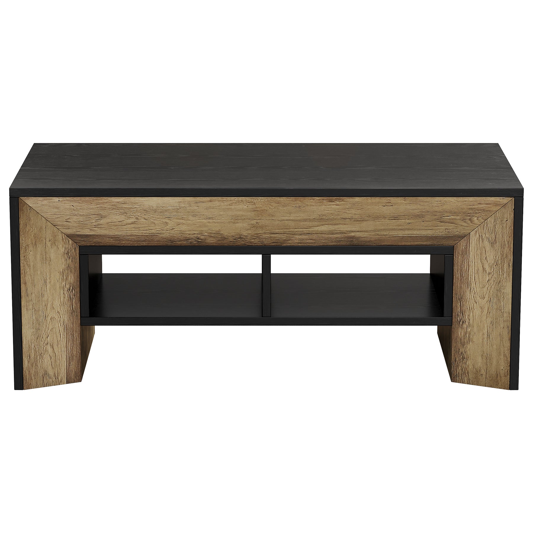 47" Modern Coffee Table, Rectangular Center Table with 2-Tier Storage