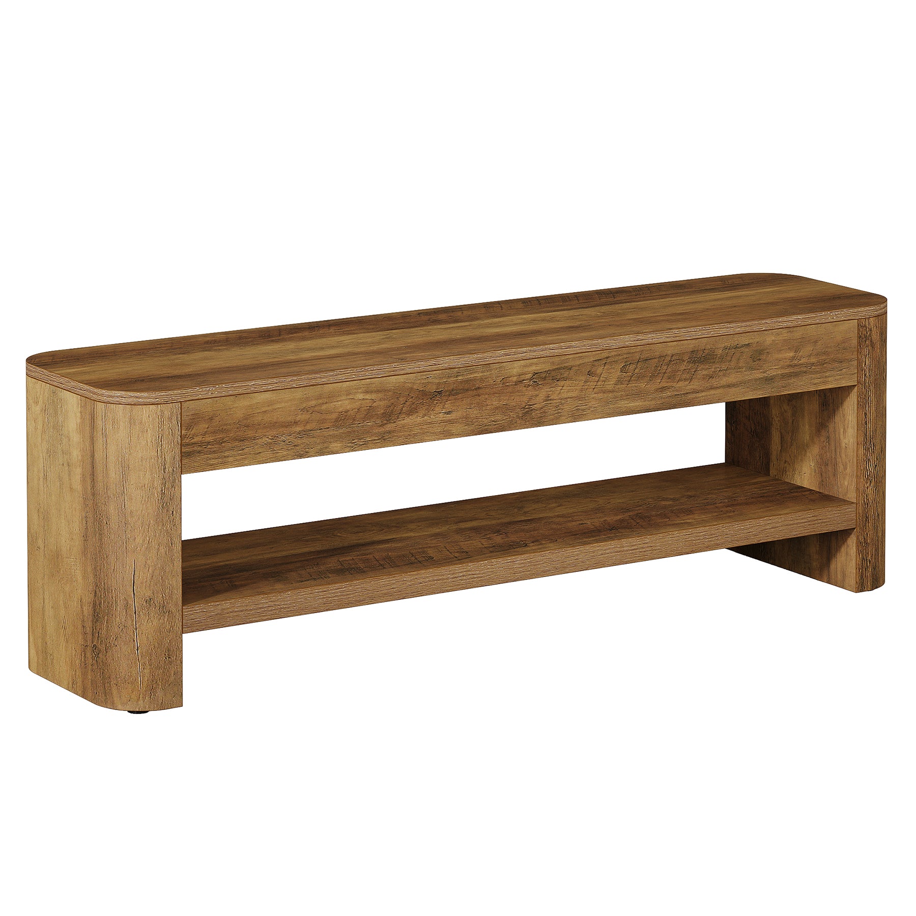 53" Farmhouse Entryway Bench, Narrow Indoor End of Bed Bench with Shoe Storage