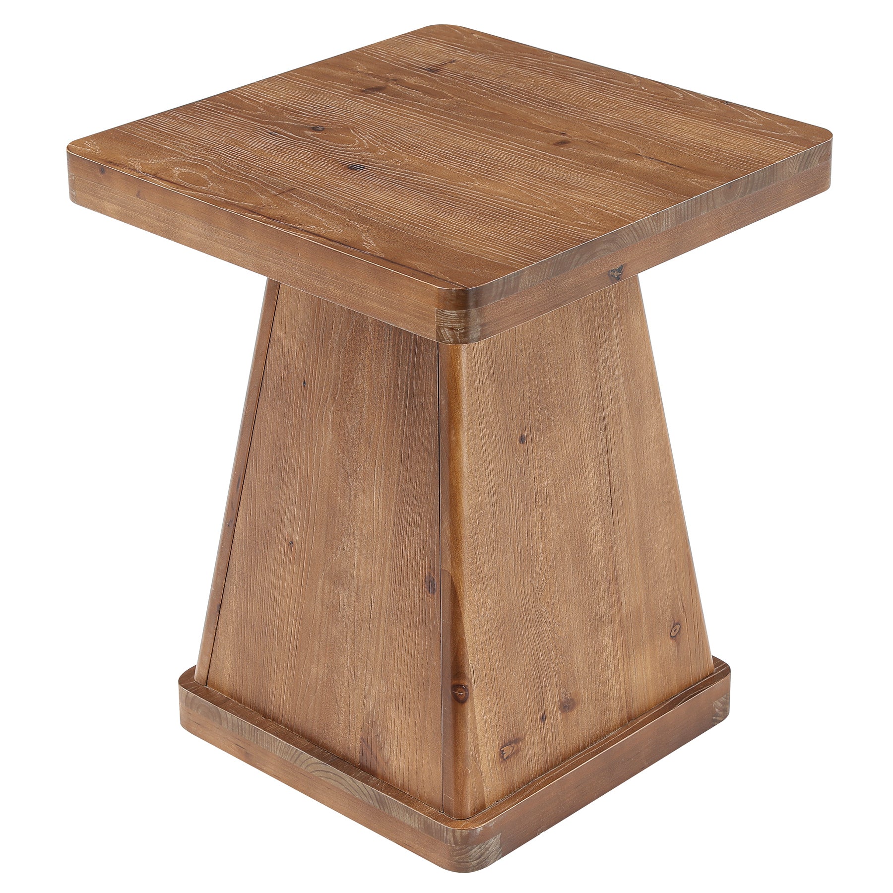 19.69" Square Solid Wood End Table, Accent Side Table with Pedestal Base for Living Room