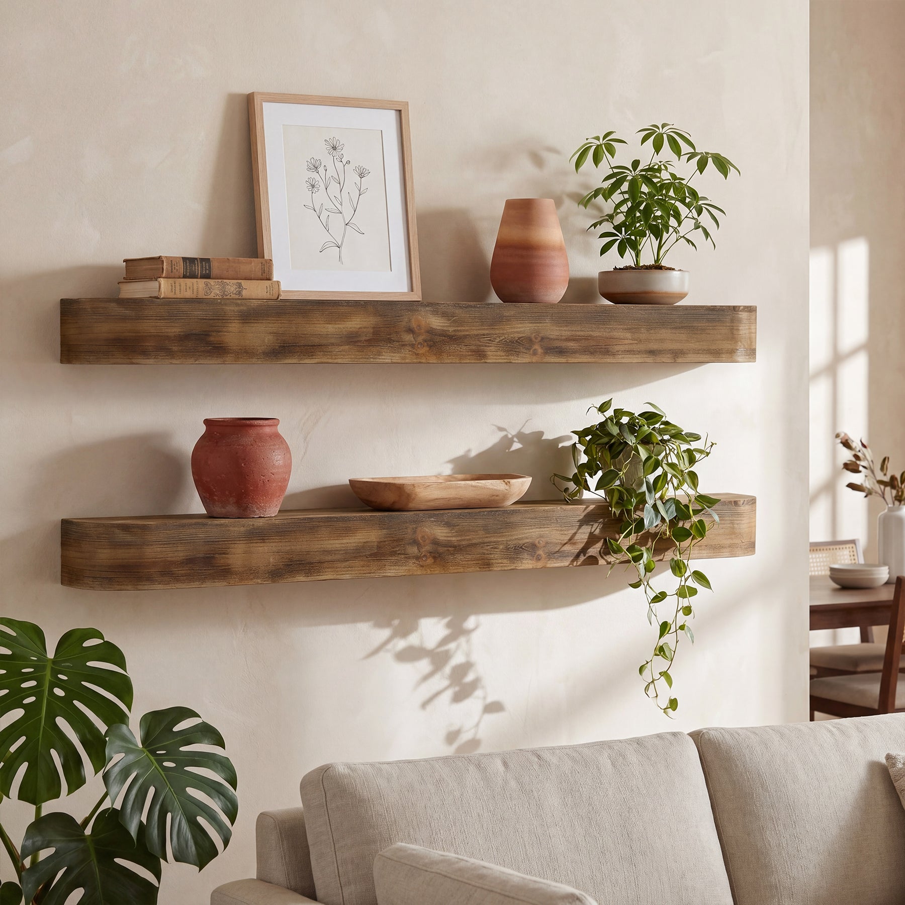 71" Fireplace Mantel, Solid Wood Floating Shelf, Wall Mounted Mantel for Over Fireplace