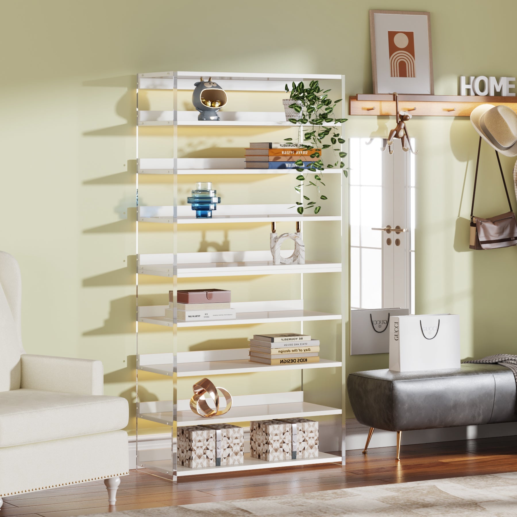 Tribesigns 8-Tier Bookshelf, Acrylic Bookcase Storage Display
