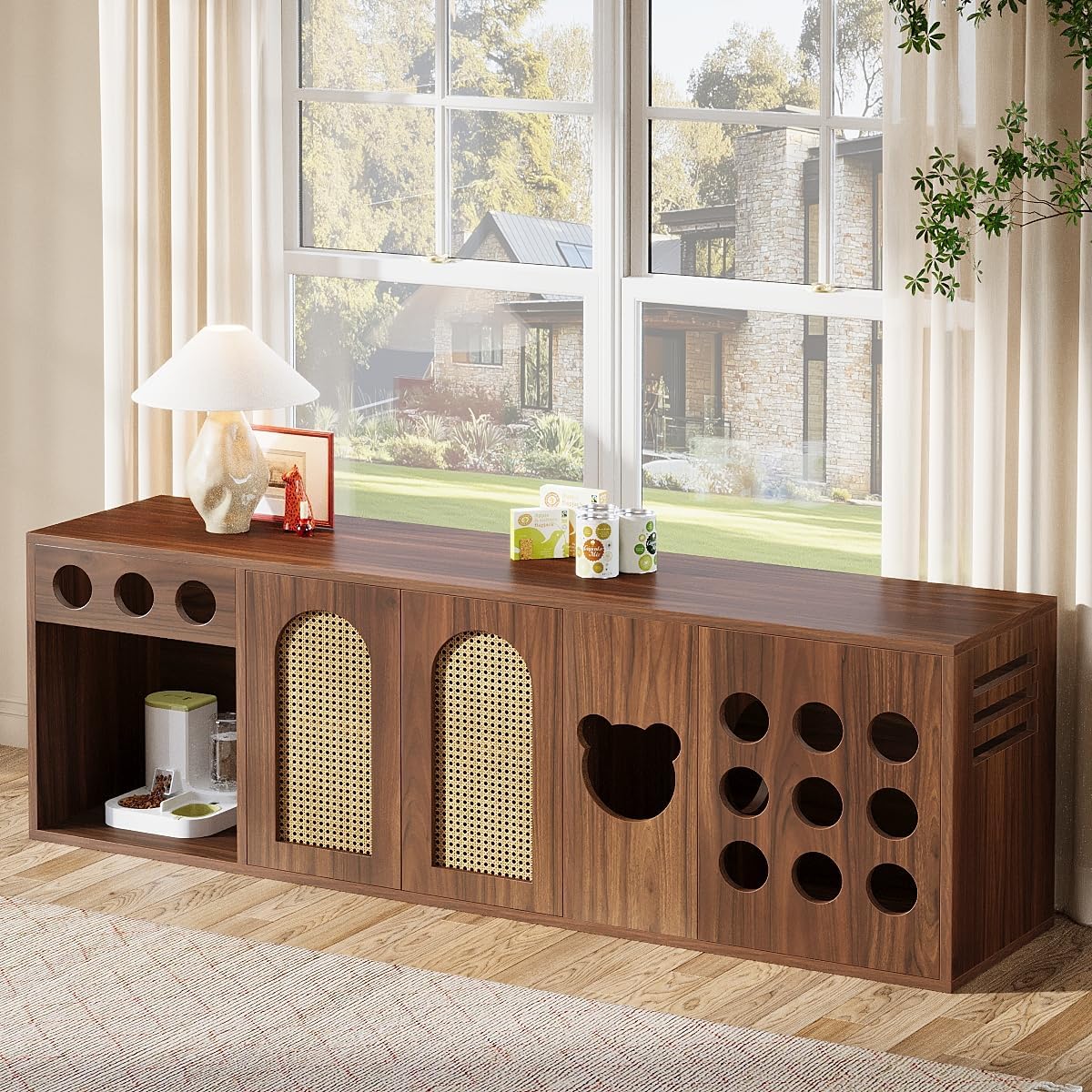 70.9" Cat Litter Box Enclosure, Extra Large Hidden Litter Box Cabinet Cat House