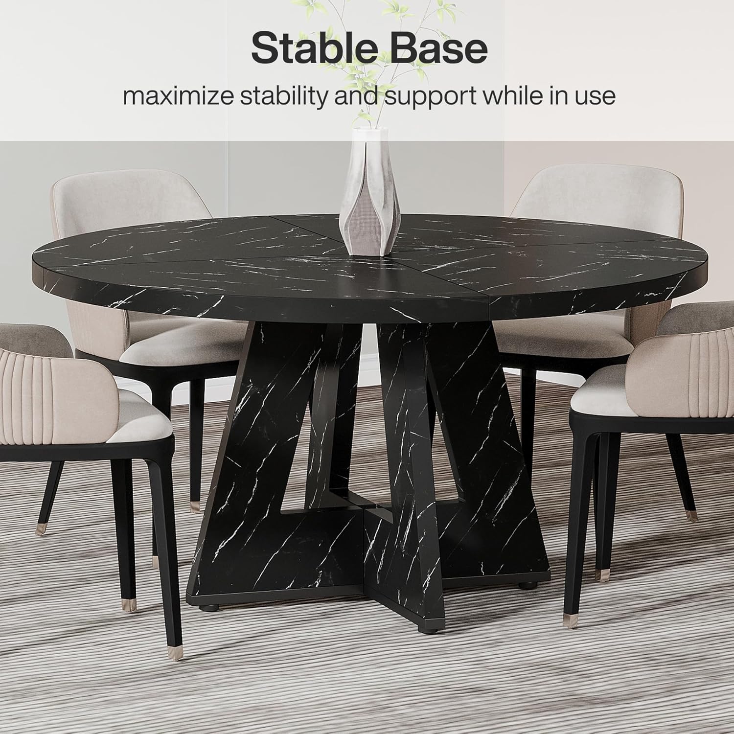 Tribesigns 47-Inch Round Conference Table for 4-6 People, Wooden Base and Thickened Top