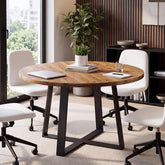 47" Round Conference Table, Solid Wood Meeting Table for Conference Room 3
